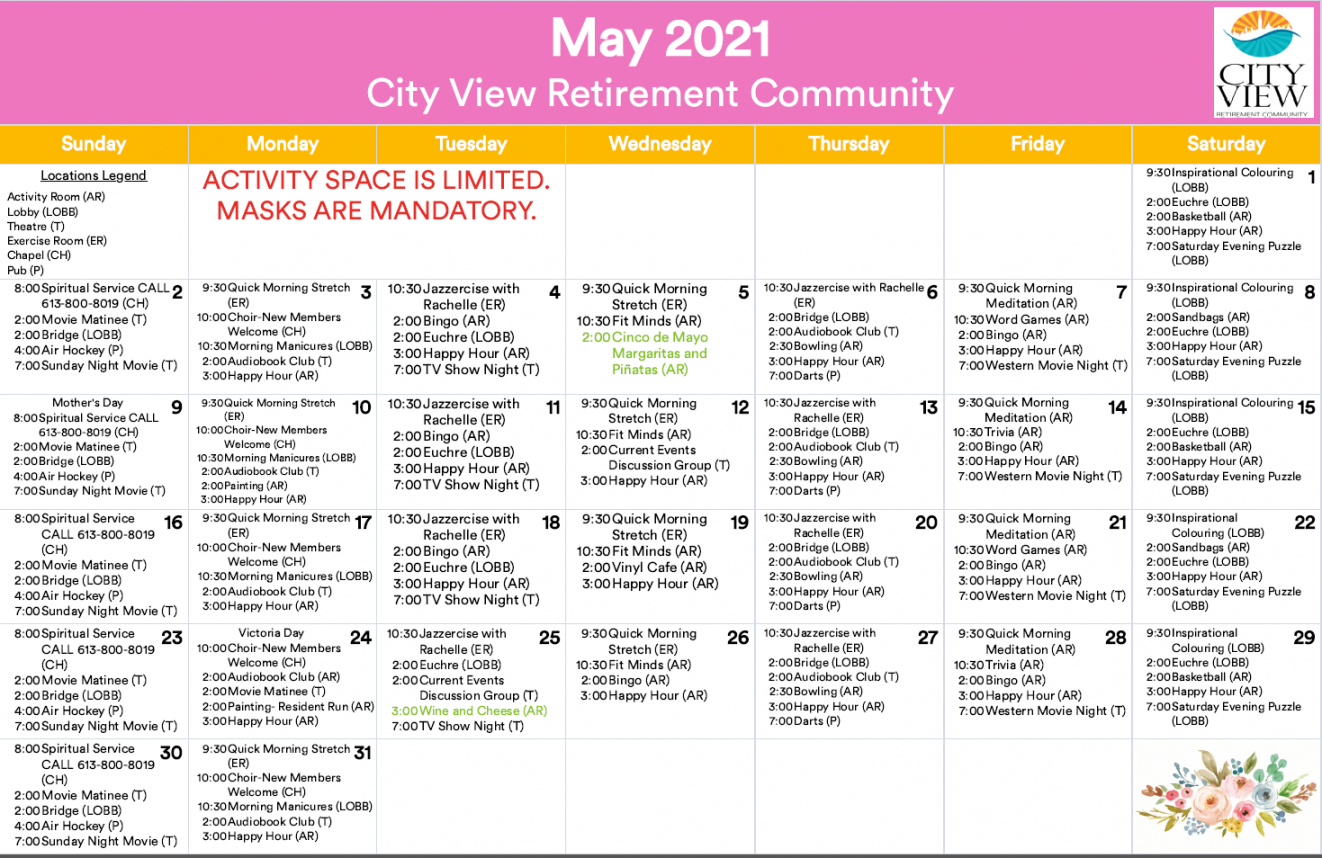 Activities Calendar - City View Retirement Community