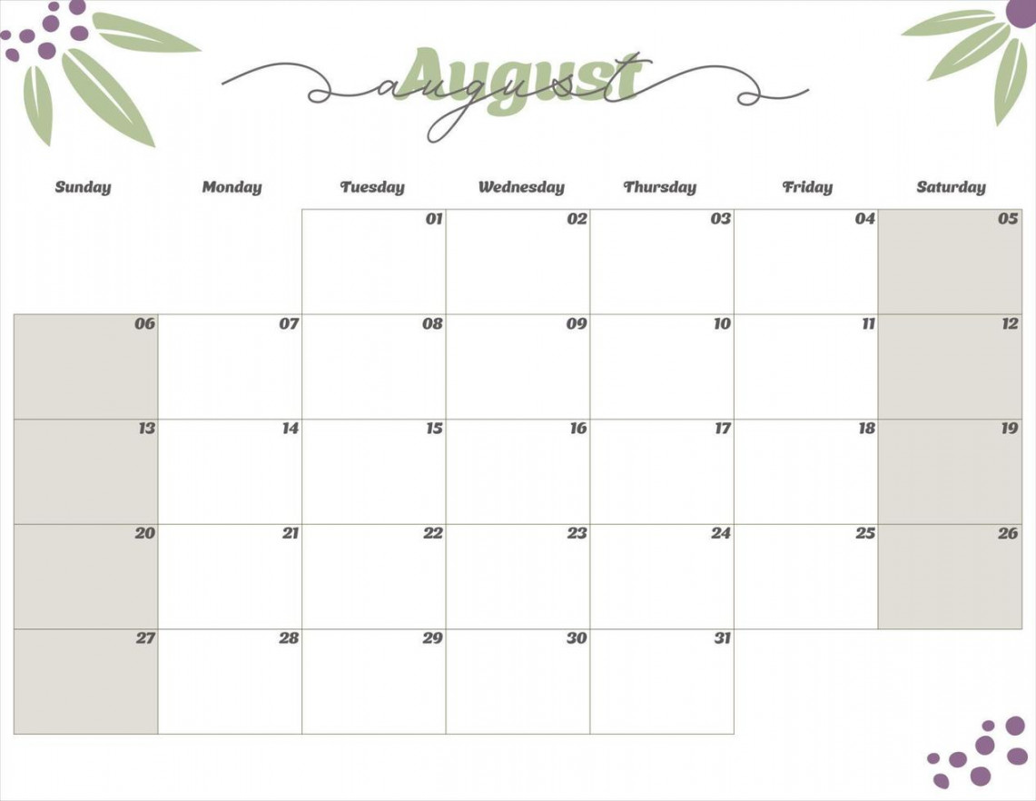august  cute monthly planner calendar  Vector Art at