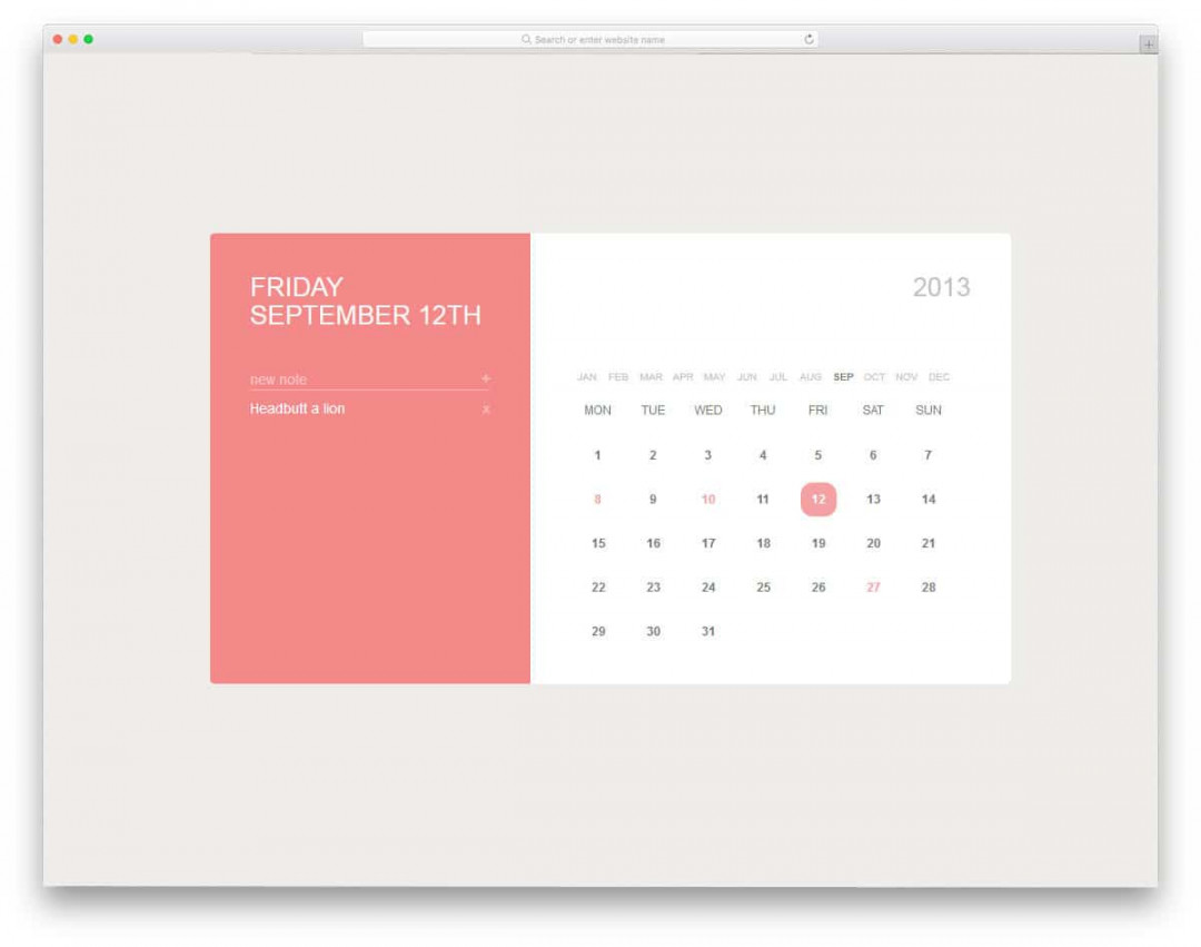 Best Cool CSS Calendar Templates  - uiCookies