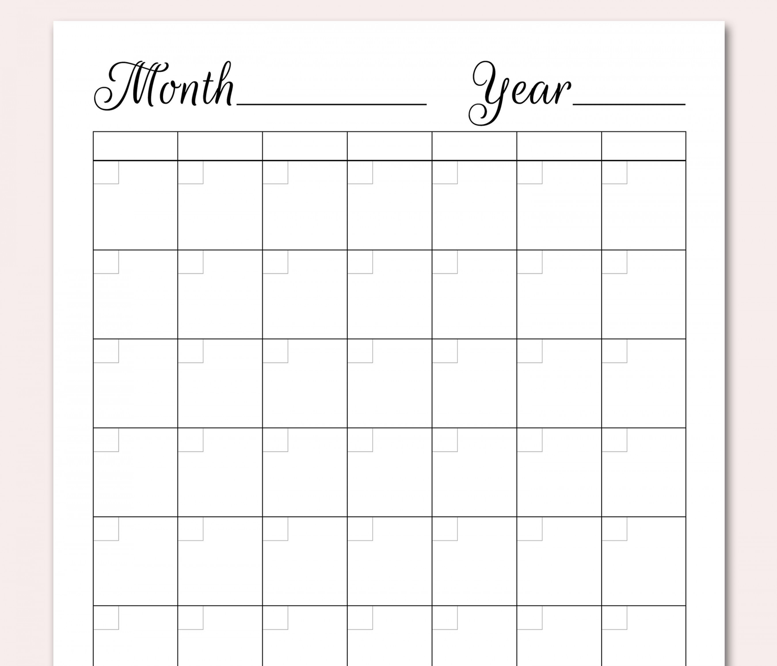 BLANK Calendar Planner Printable PDF Undated Perpetual - Etsy
