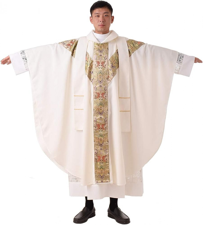 BLESSUME Priest Celebrant Chasuble Catholic Church Father Mass Vestments  Robe