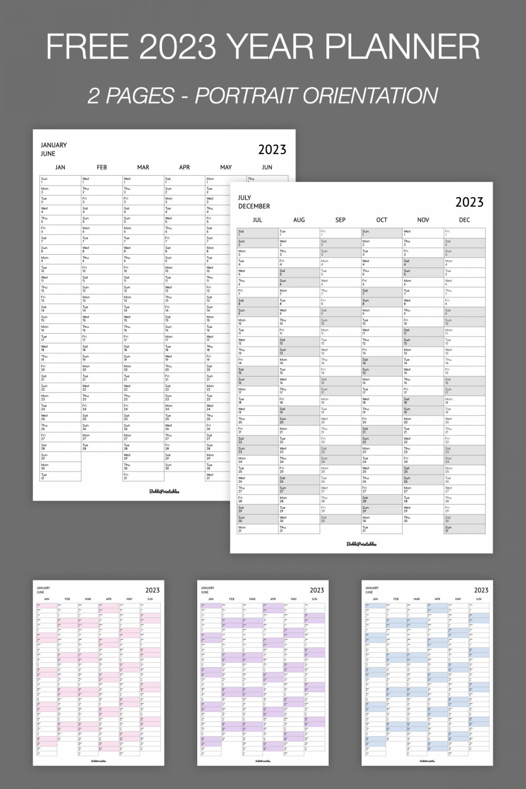BobbiPrintables — Free Printable  Year Planner -  Pages -