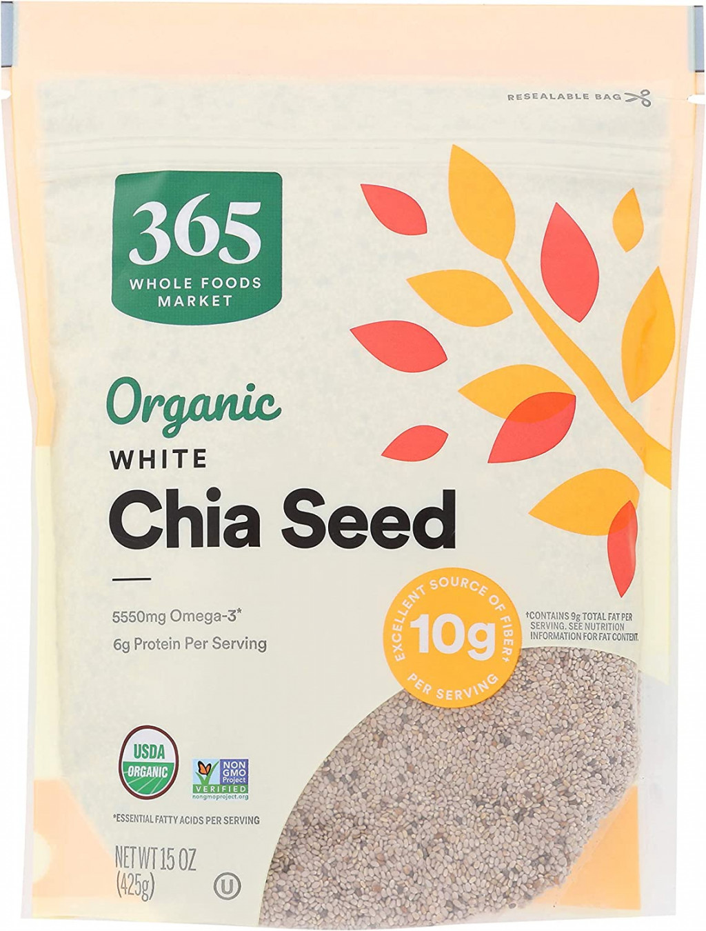 by Whole Foods Market, Organic Chia Seed White,  Ounce - Pack Of