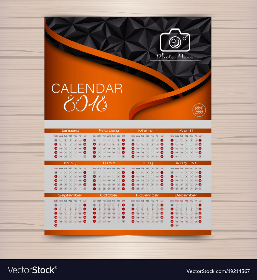 Calendar for  brown background design template
