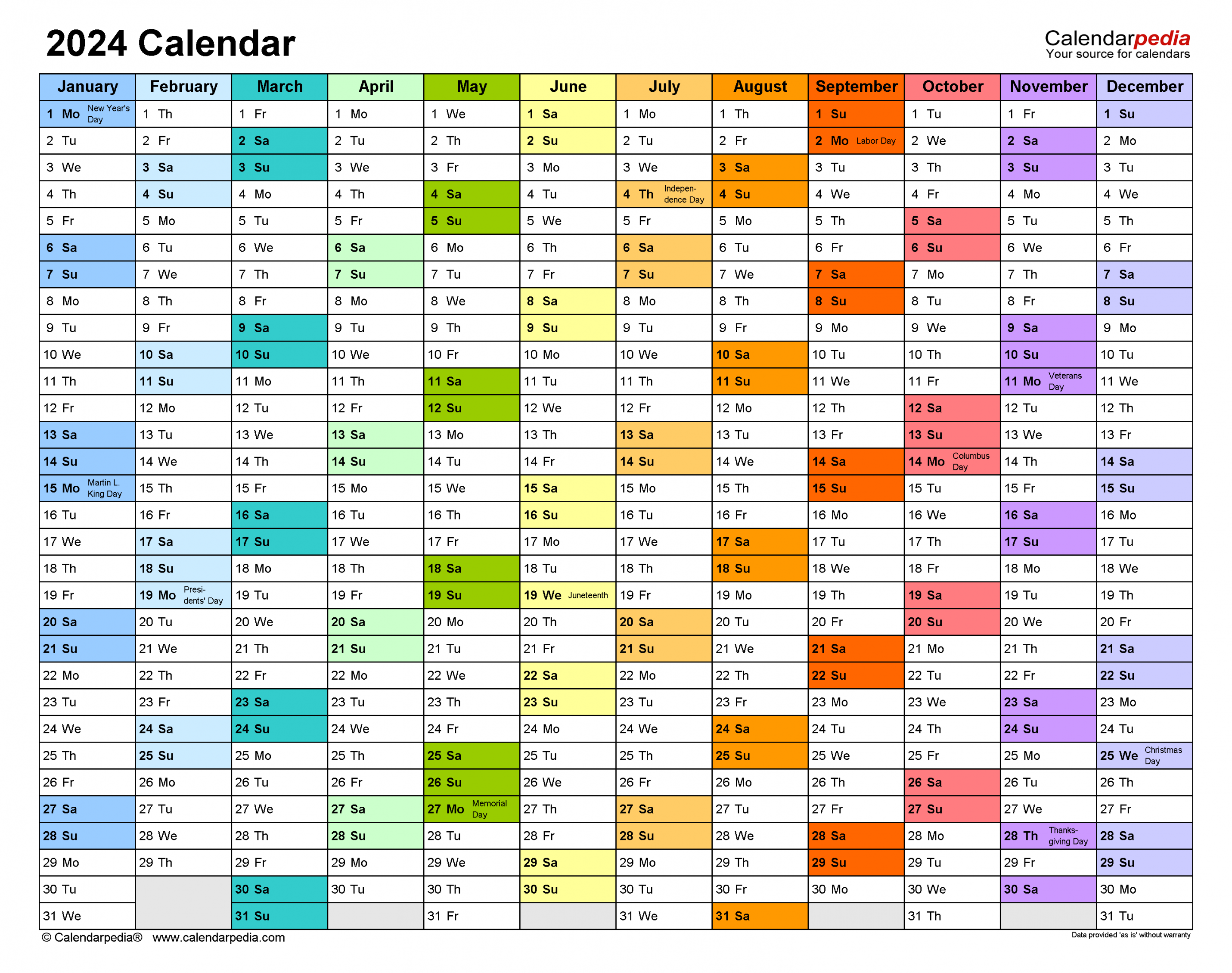 Calendar - Free Printable PDF Templates - Calendarpedia