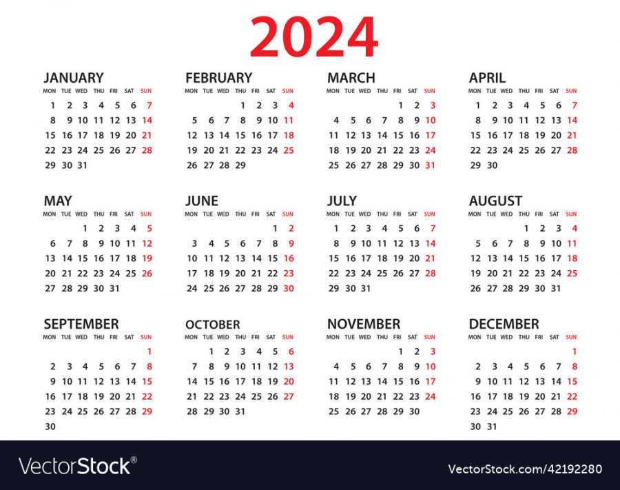 Calendar  template- planner year Royalty Free Vector