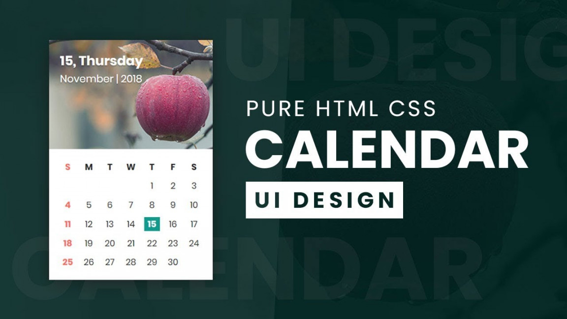 Calendar UI Design With CSS Grid  Pure Html CSS UI Design