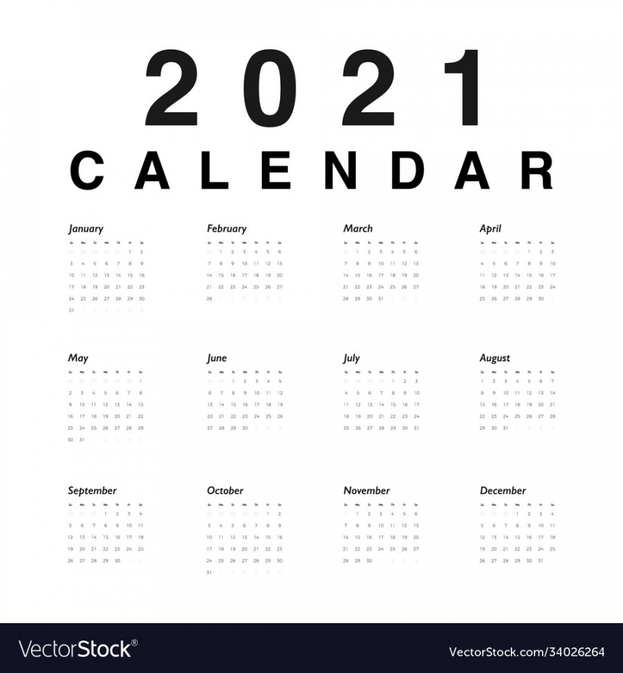 Calendar  year black numbers days on white Vector Image