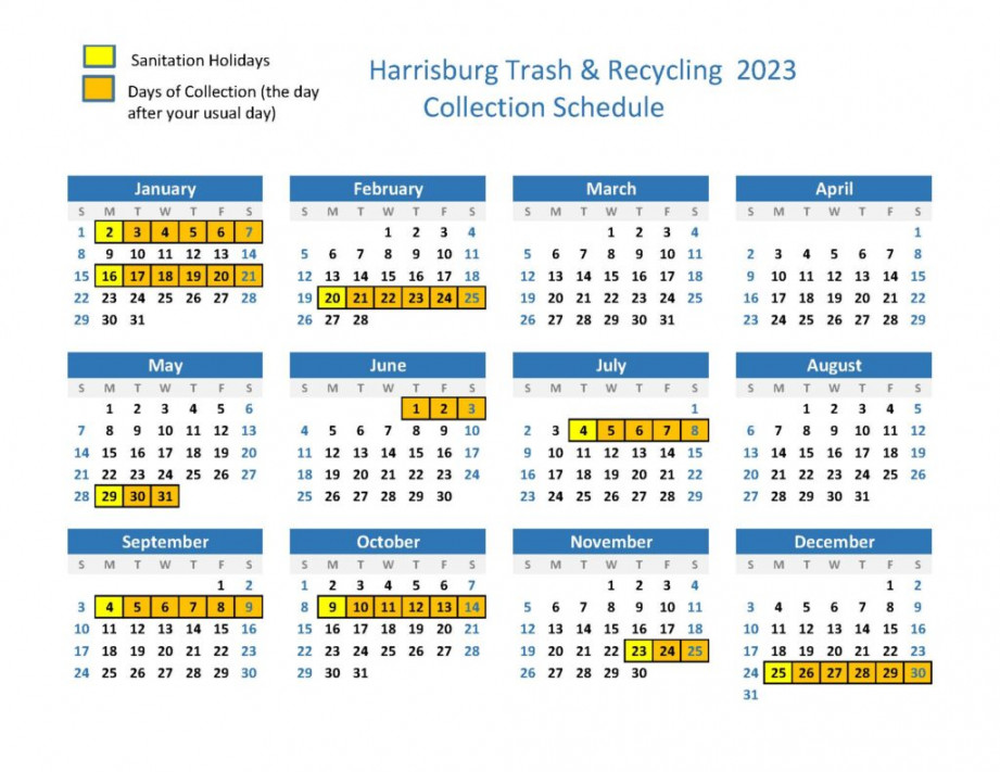 City of Harrisburg  Holiday Sanitation Schedule - City of