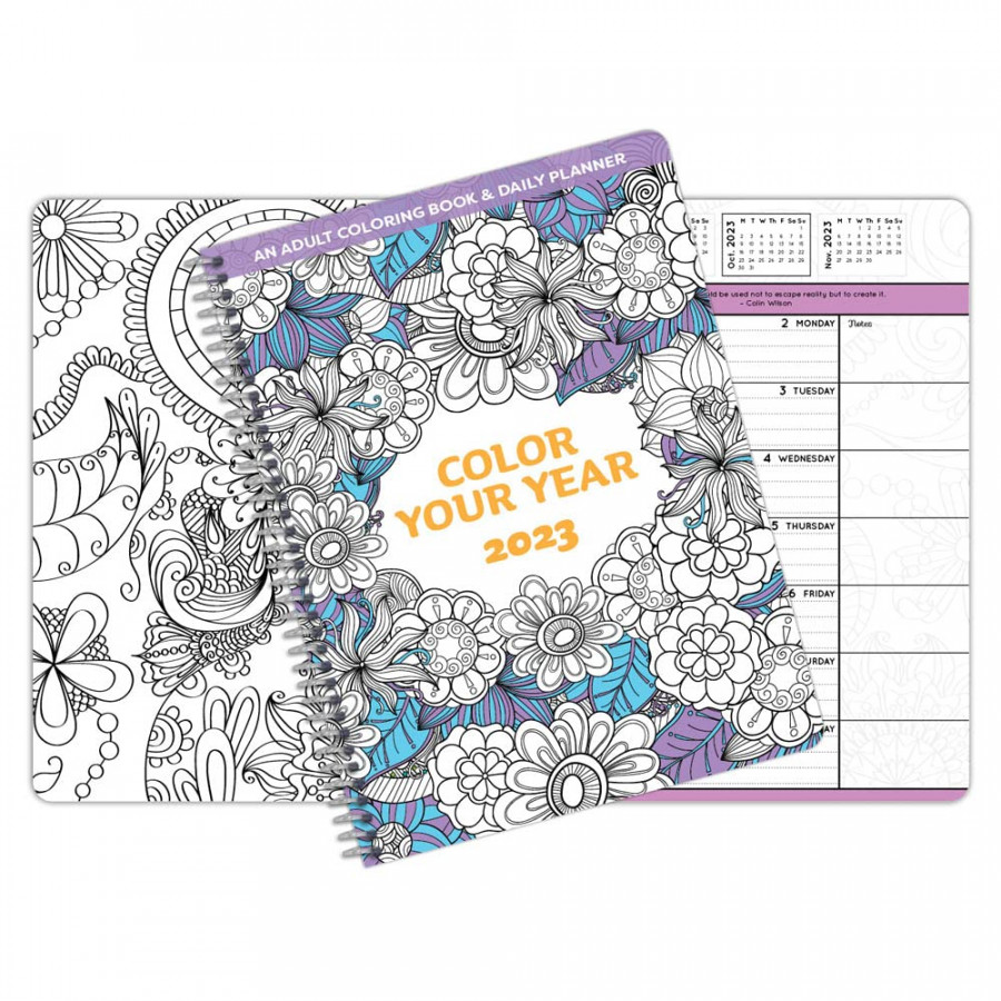 Dated  Adult Coloring Book Daily Planner - Calendar, Spiral Bound,  Designer Planning Organizer See more Dated  Adult Coloring Book Daily