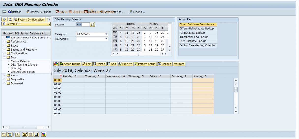 DBPLAN SAP Tcode : DB: DBA Planning Calendar Transaction Code