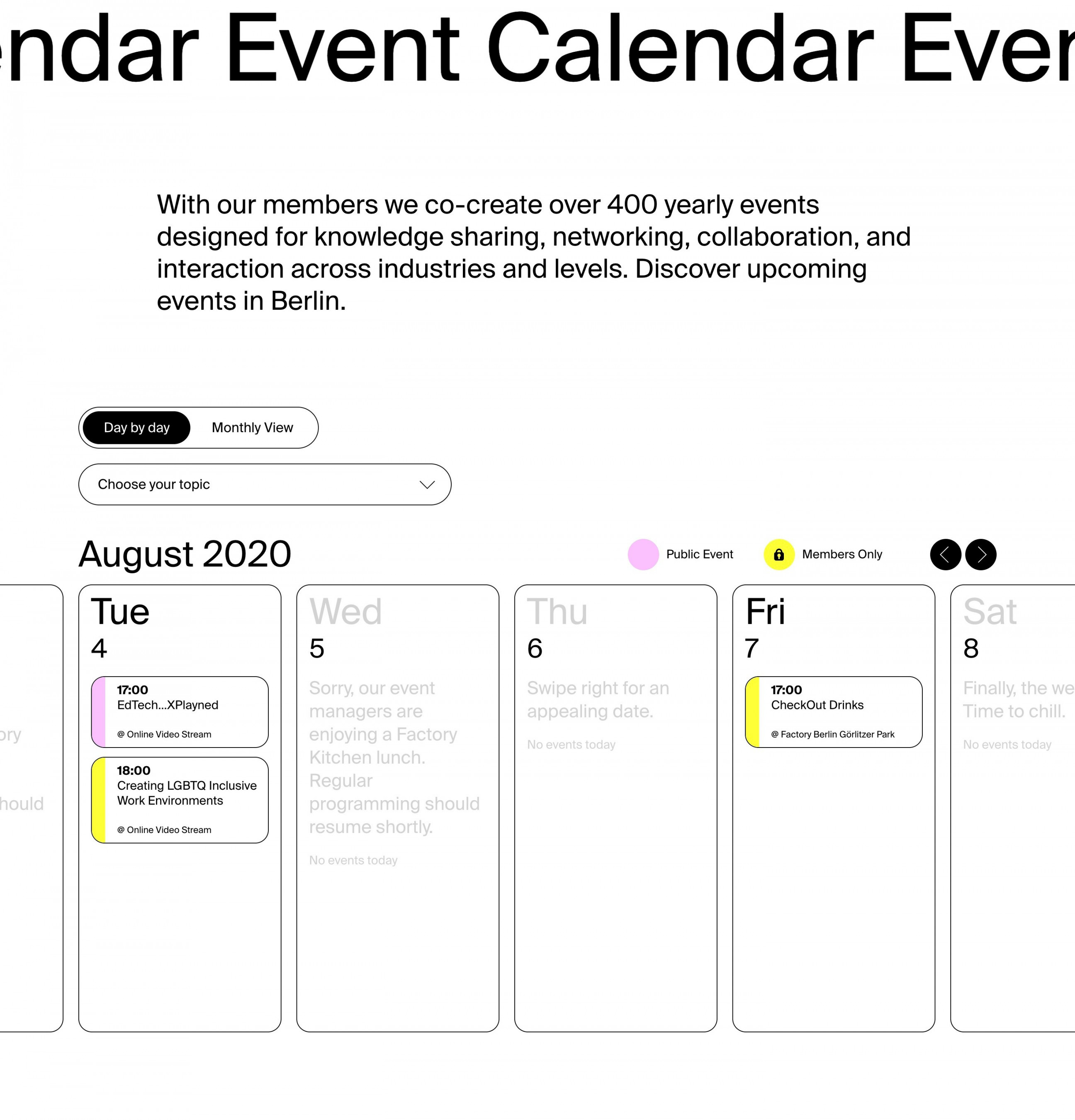Event Calendar / Schedule Page  UI/UX Patterns