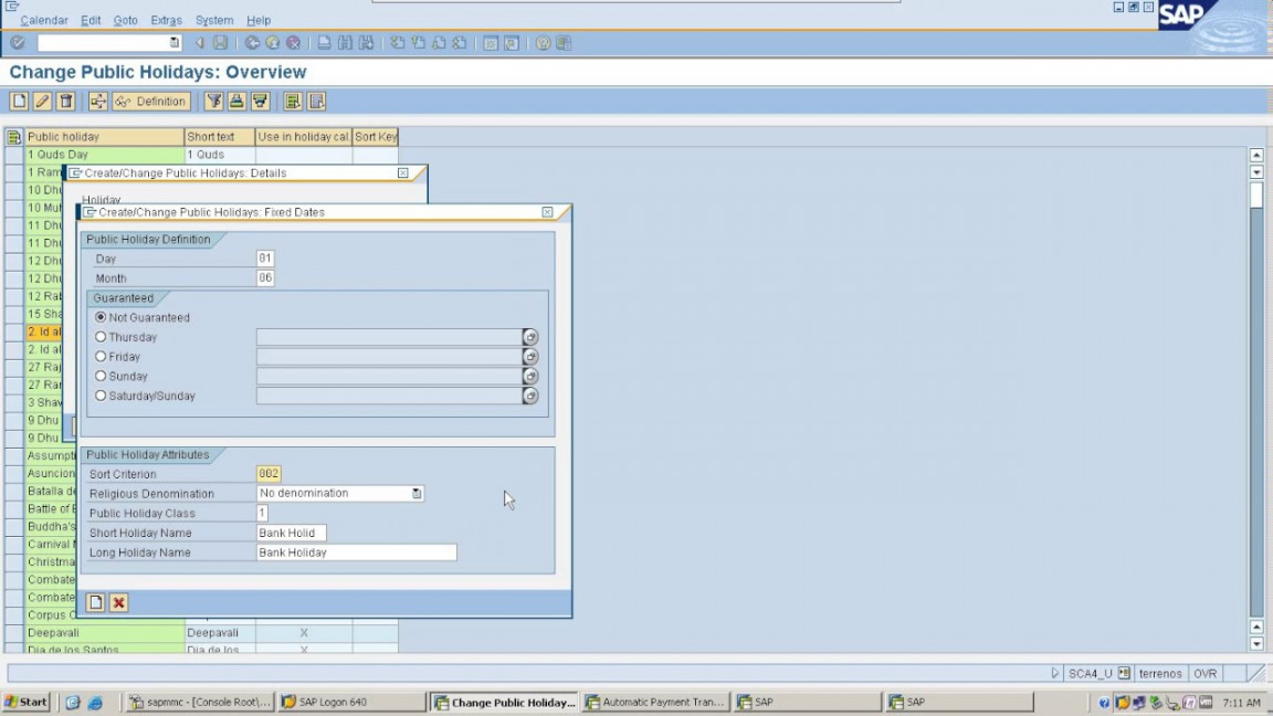 Factory Calendar Configuration in SAP