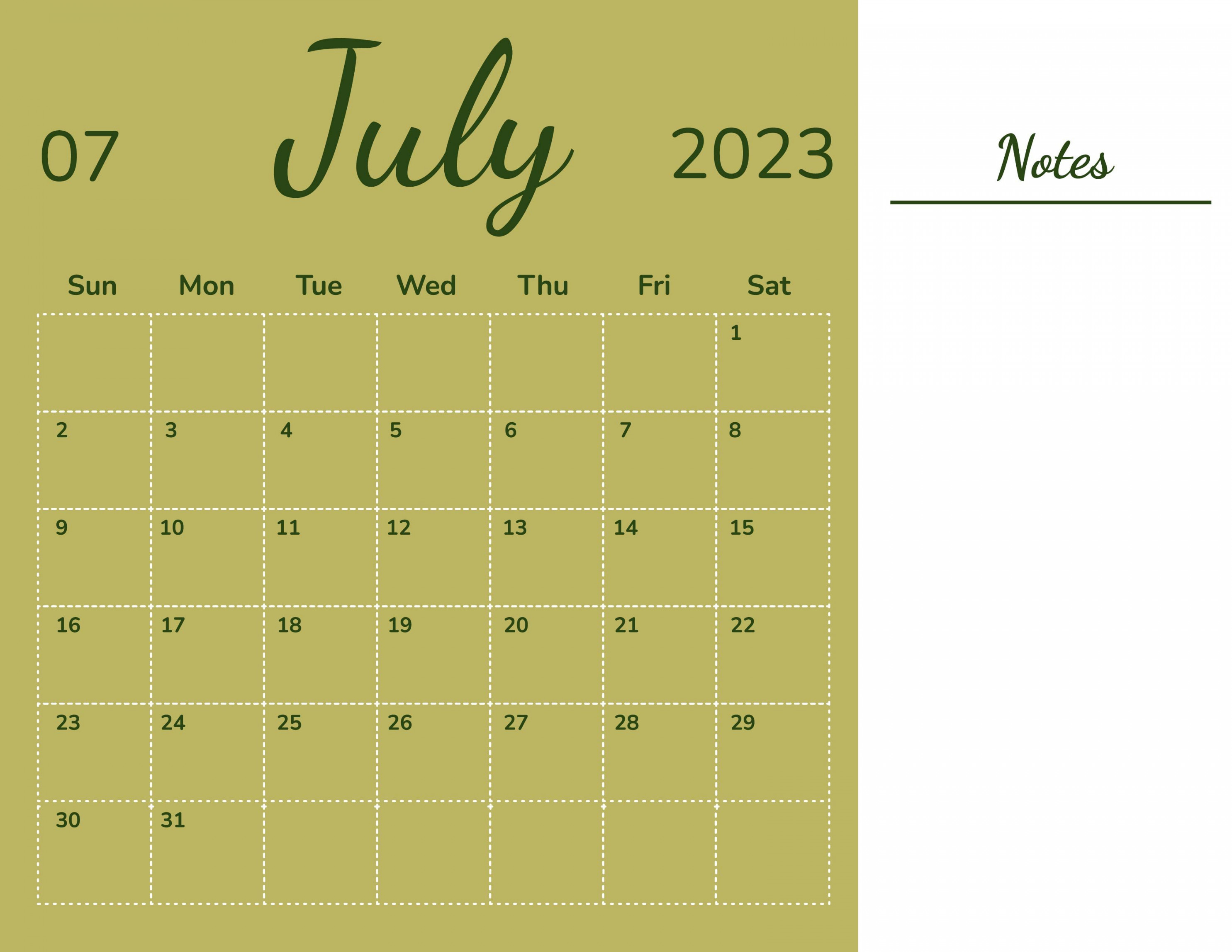 Free Blank July  Calendar Template - Download in Word, Google
