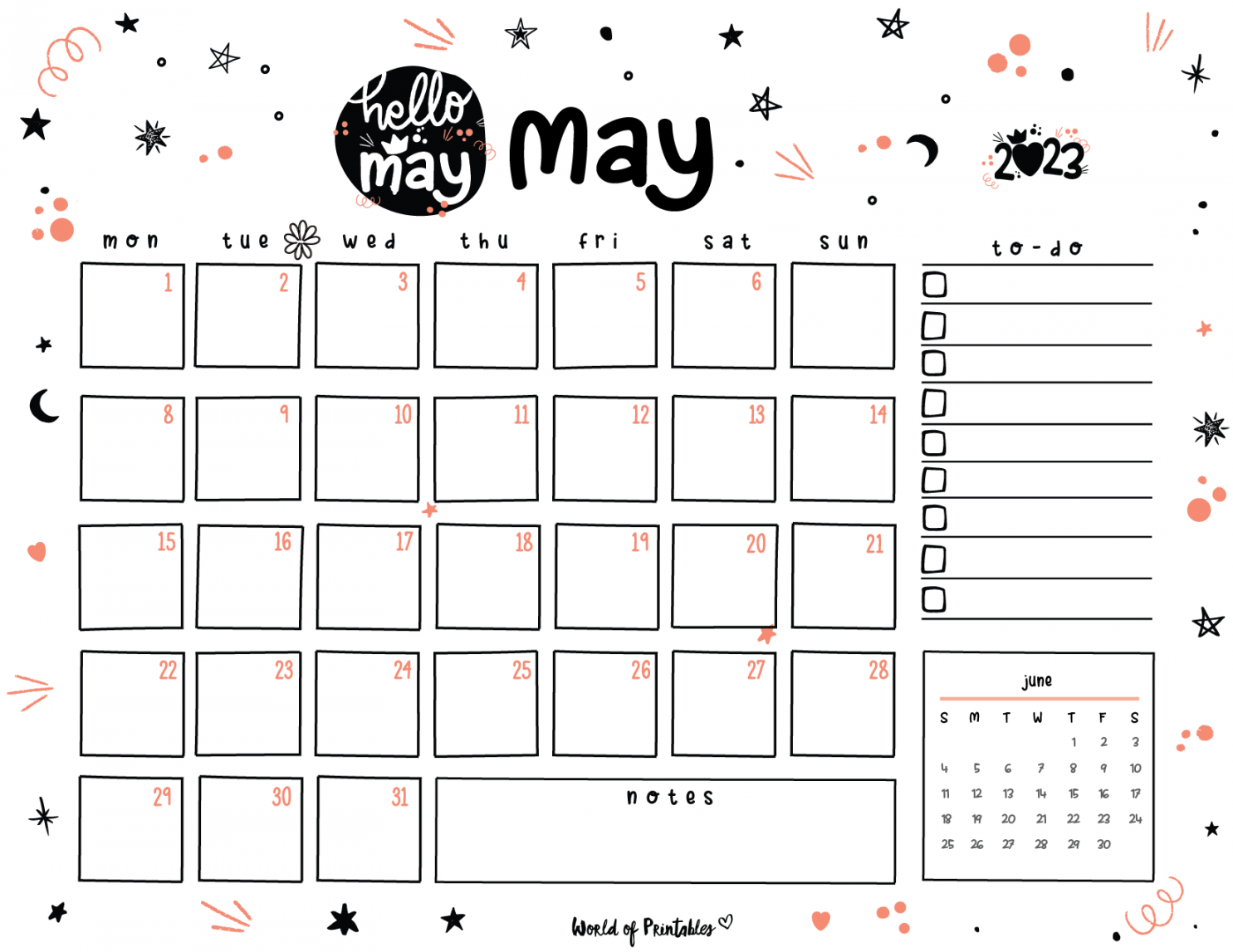 FREE Cute May  Calendar & Planners - World of Printables