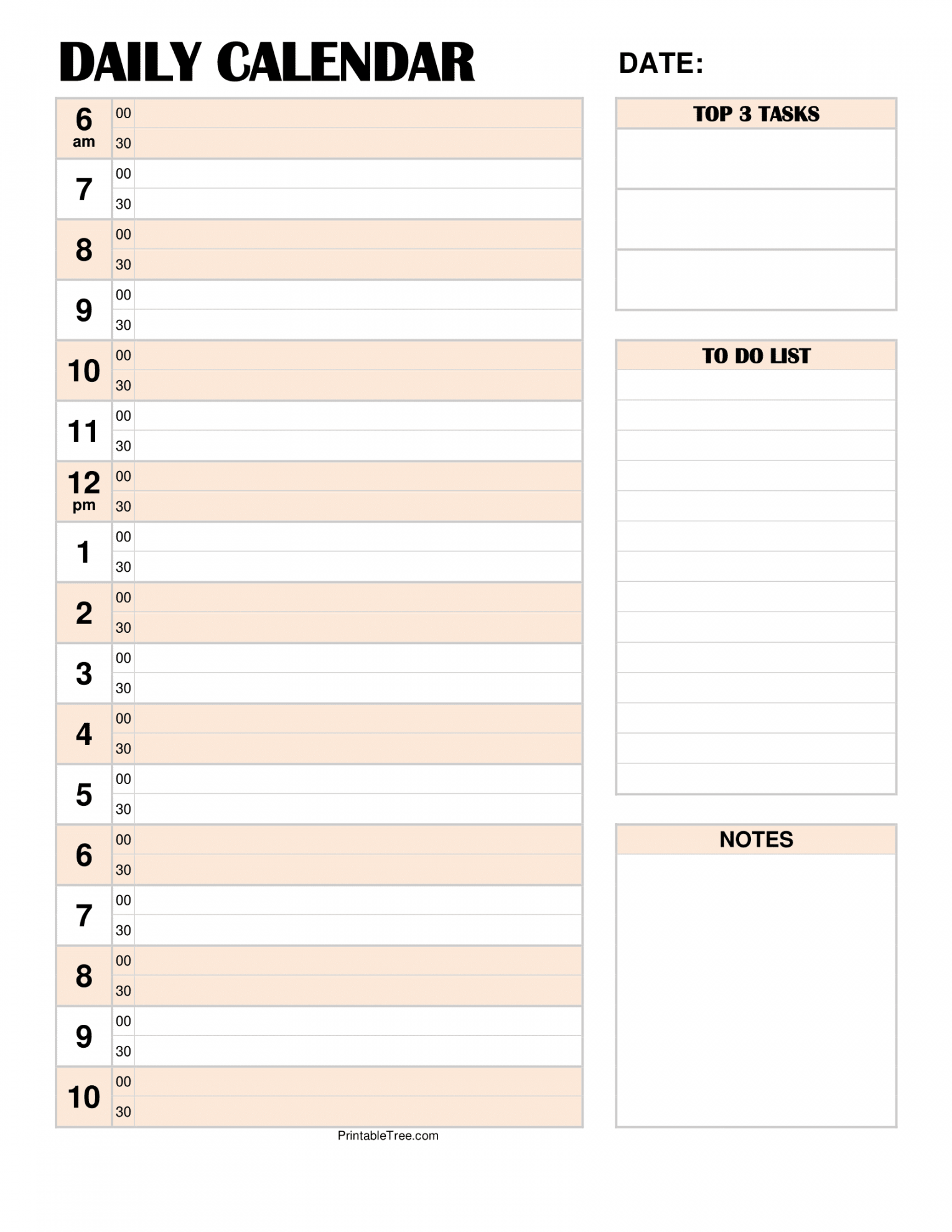 Free Daily Calendar Printable PDF Templates