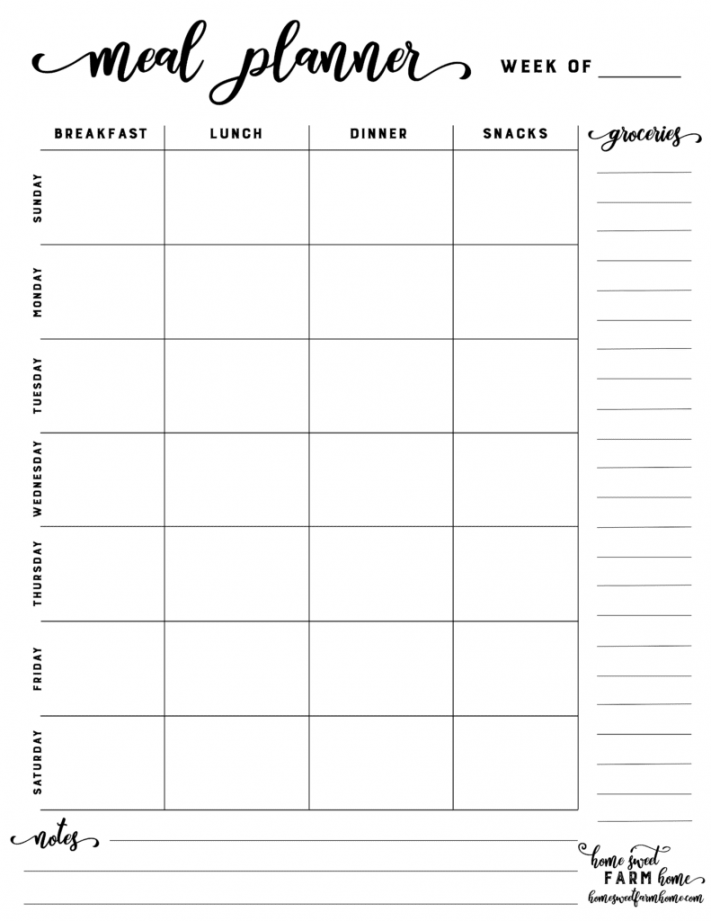 Free Meal Planner Template Printable - Home Sweet Farm Home