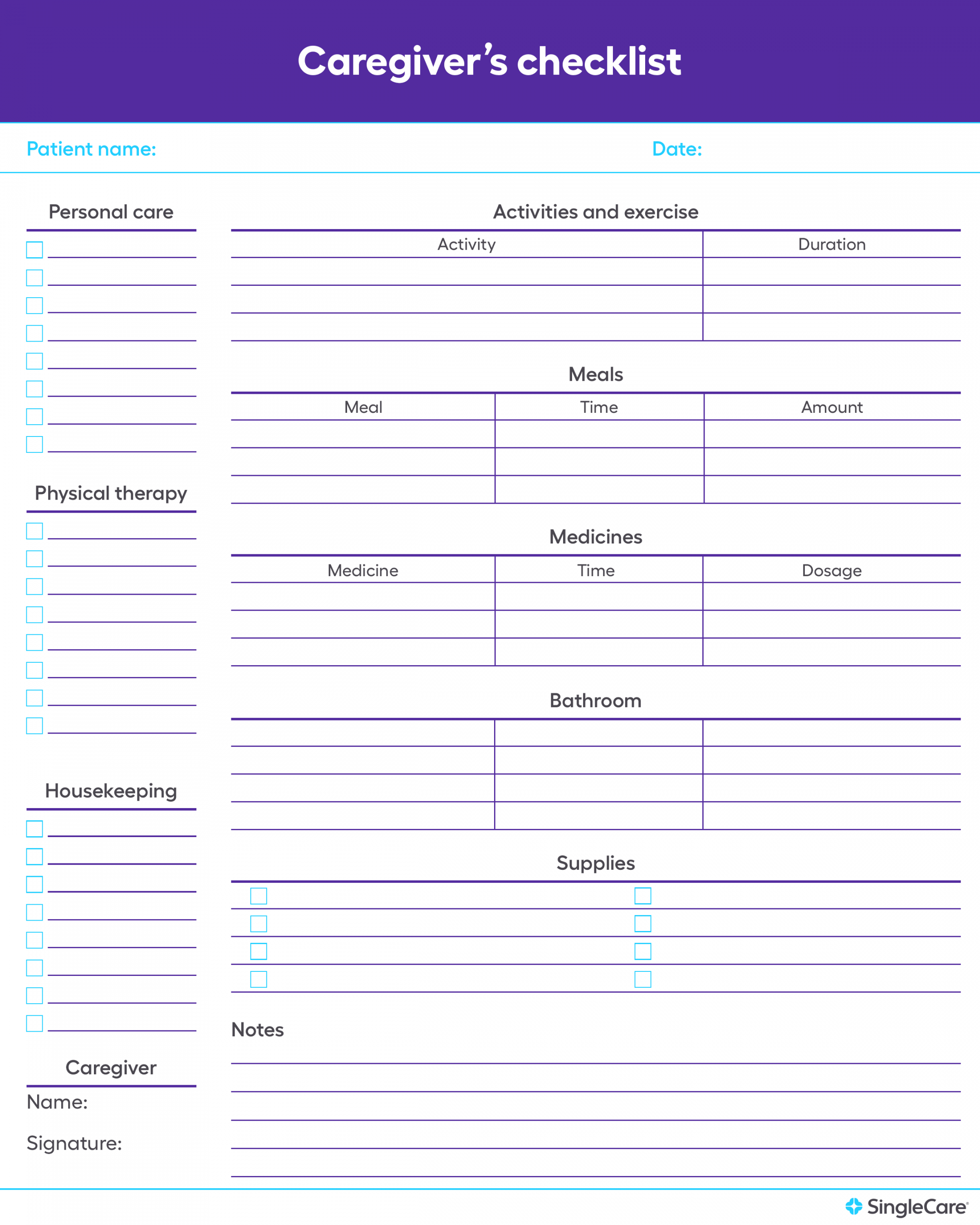 Free medication list templates for patients and caregivers