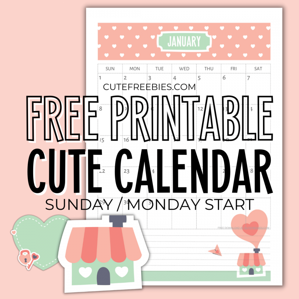 Free Printable  Calendar – Super Cute! - Cute Freebies For You