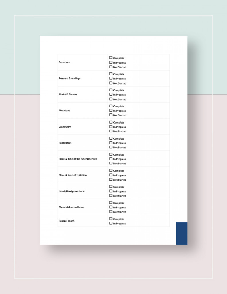 Funeral Checklist Template - Download in Word, Google Docs, PDF