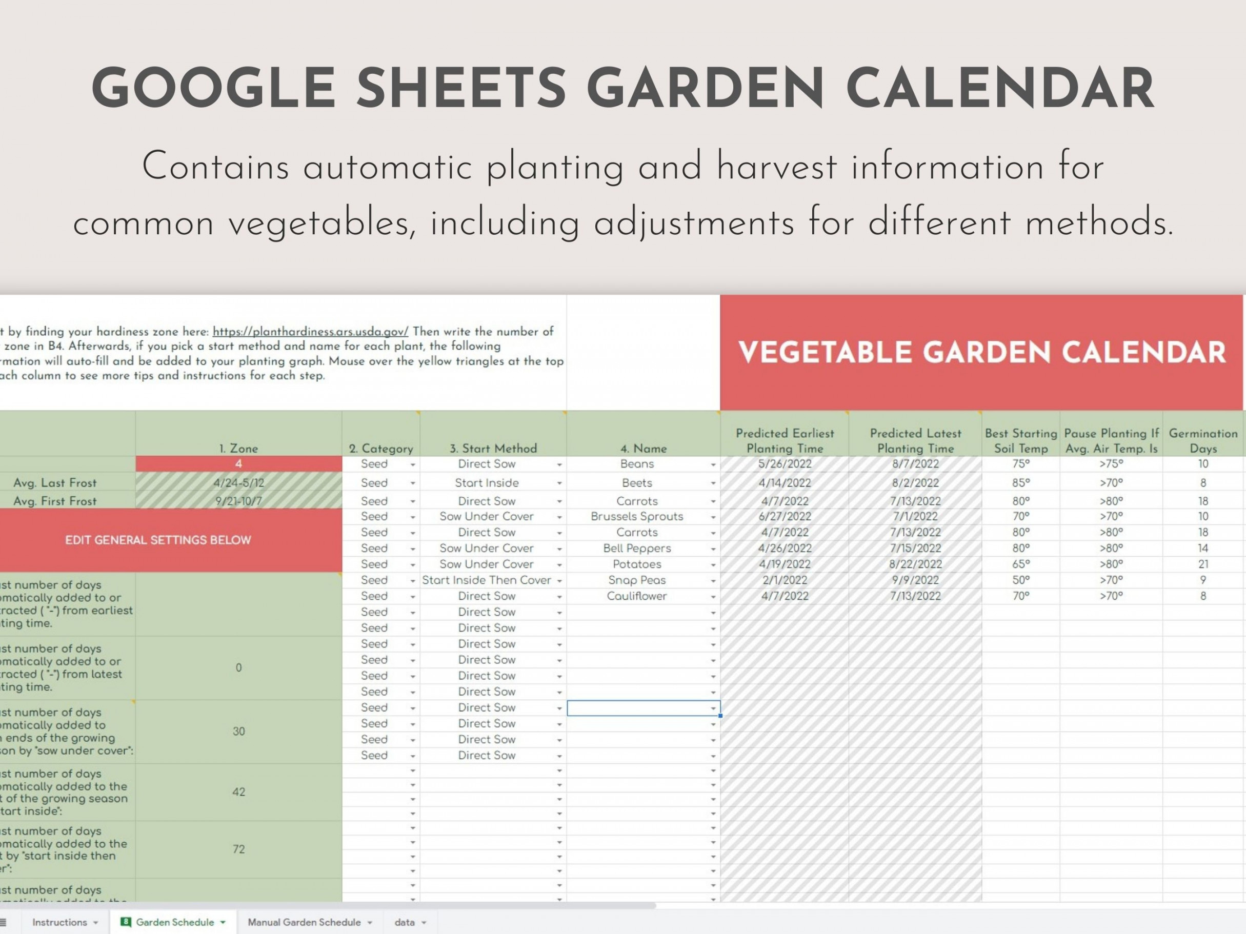 Garden Calendar Google Sheets Homestead Garden Planner  - Etsy