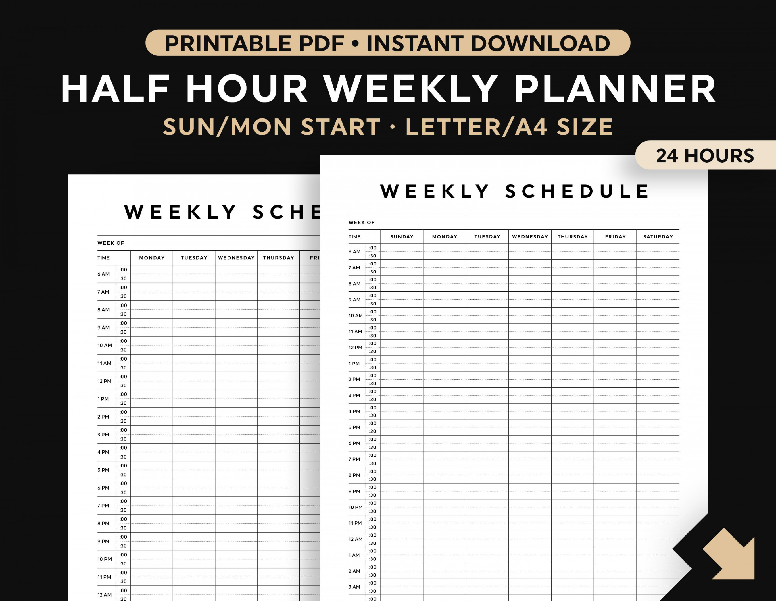 Half Hour Weekly Schedule Printable Half Hour Daily Schedule - Etsy