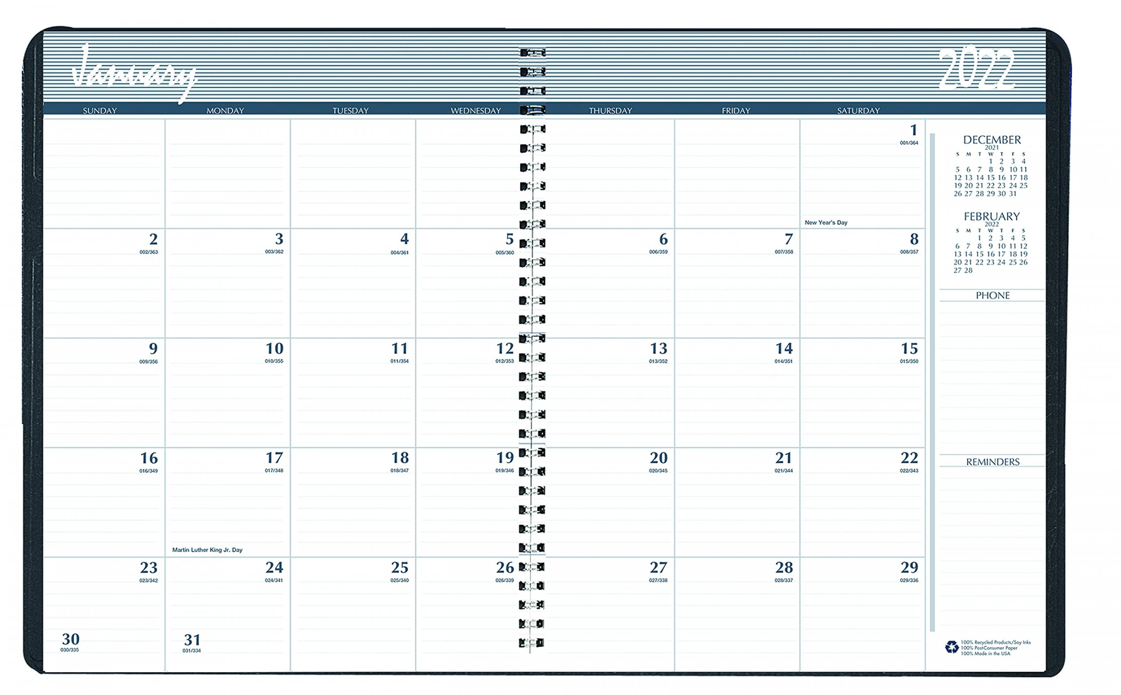 House of Doolittle - Monthly Calendar Planner,  Year, -/ x   Inches, Black (HOD60-)