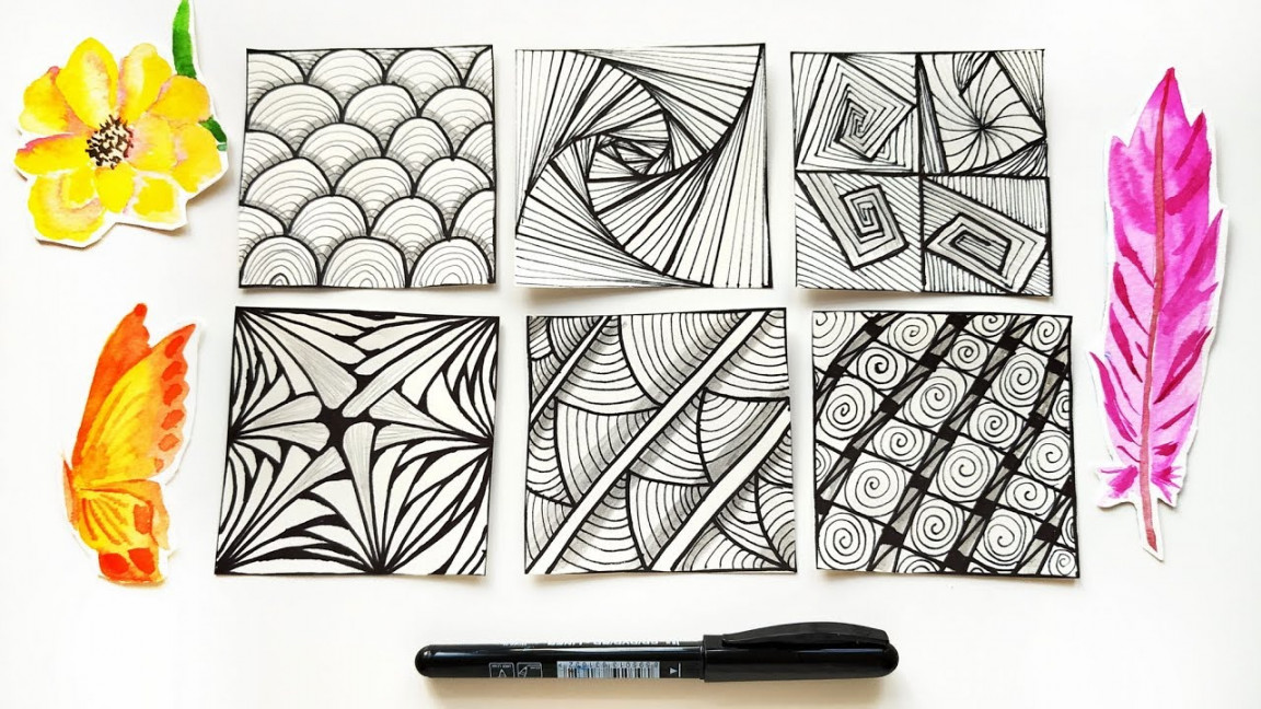 How to Draw Zentangle Patterns - Easy Zen Art Ideas  Tutorial for Beginners