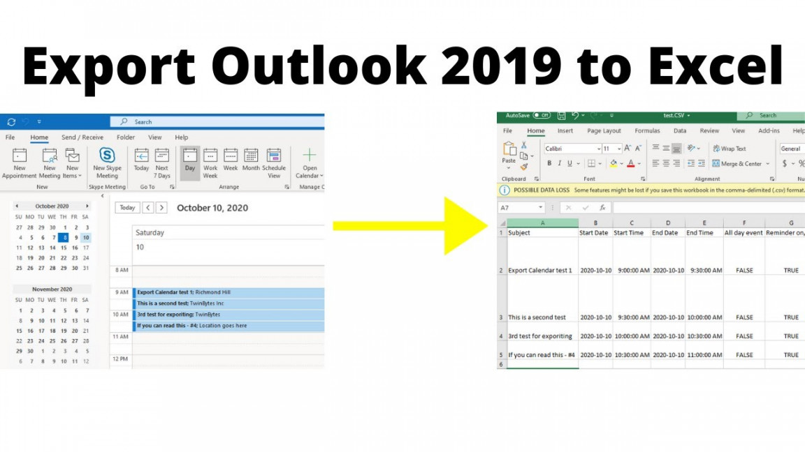 How to Export Outlook  Calendar to Excel