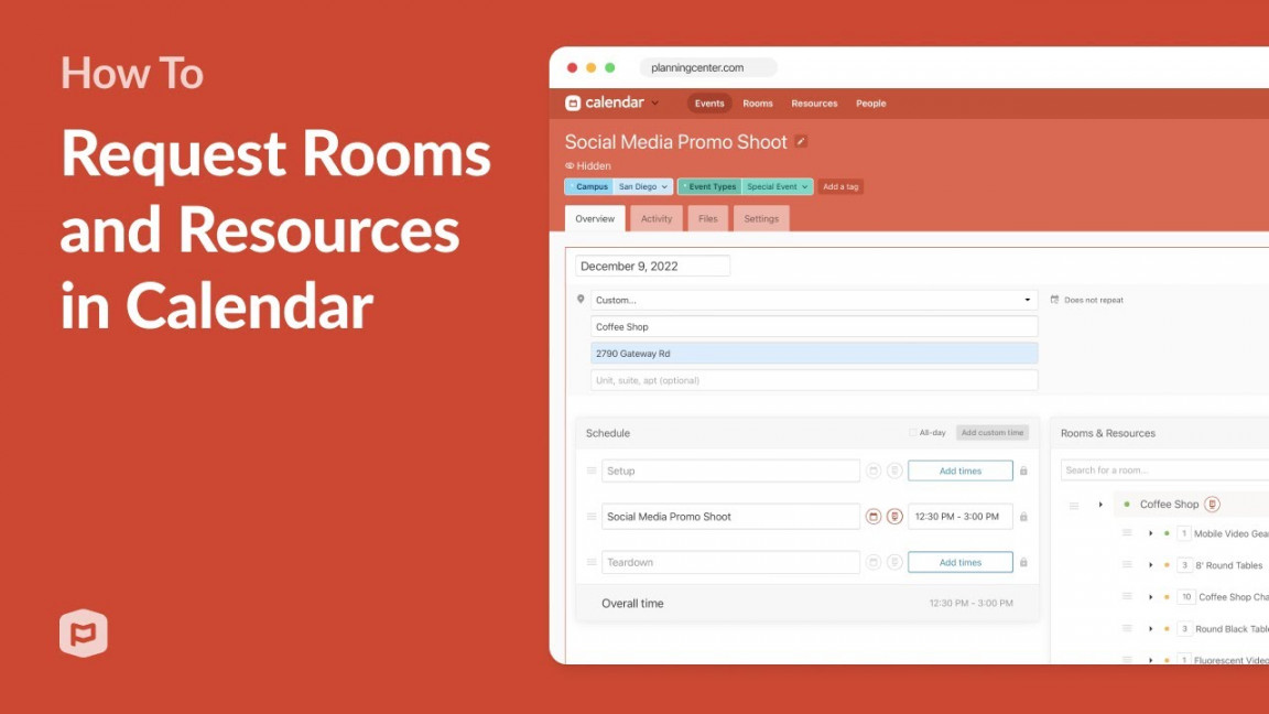 How to Request Rooms and Resources in Planning Center Calendar