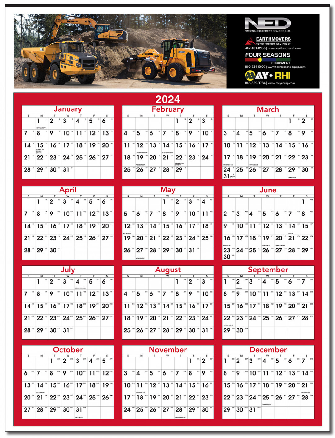 Huge Economical FULL COLOR Year-at-a-Glance Calendar