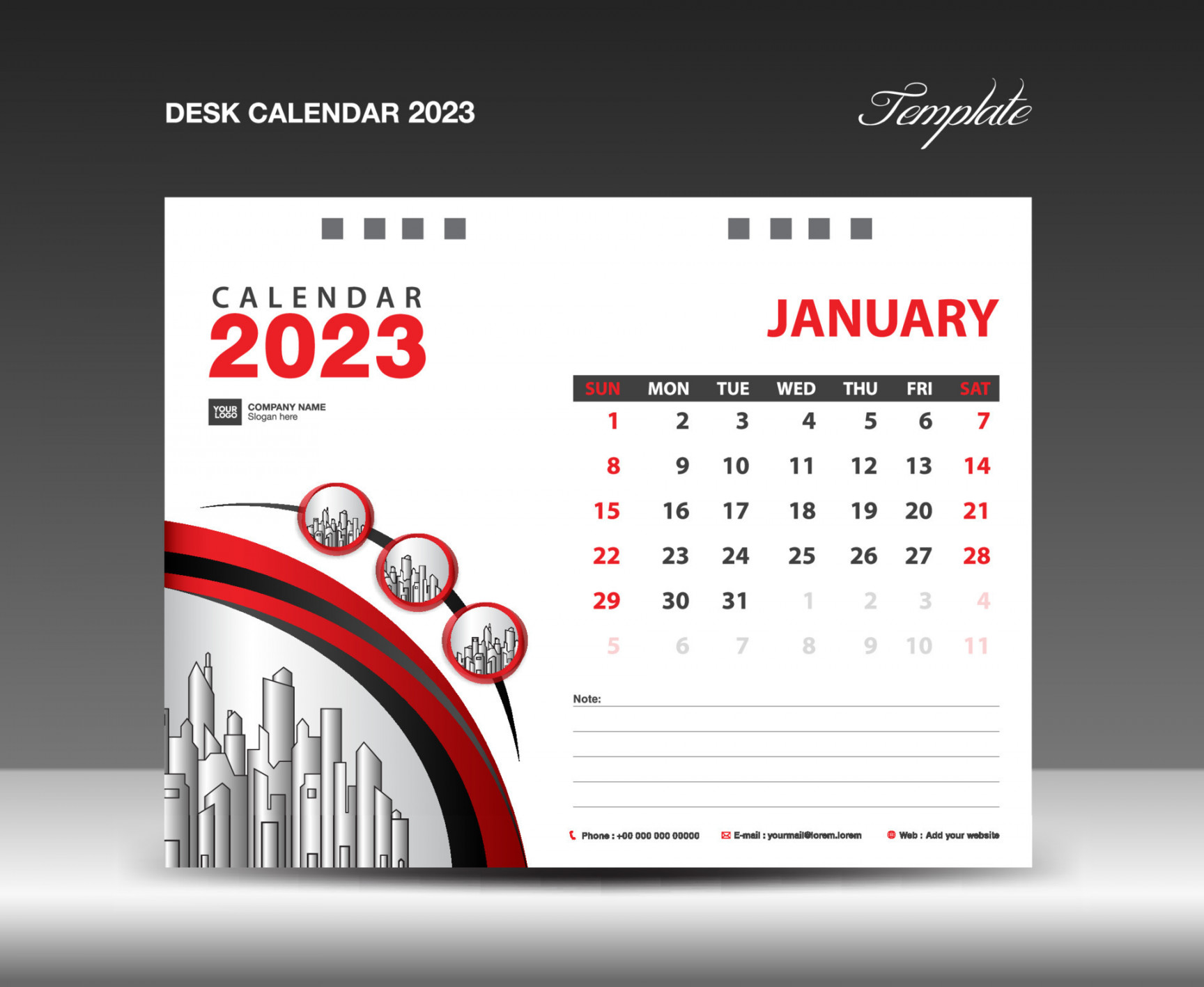 January  template, Calendar  design vector, planner layout
