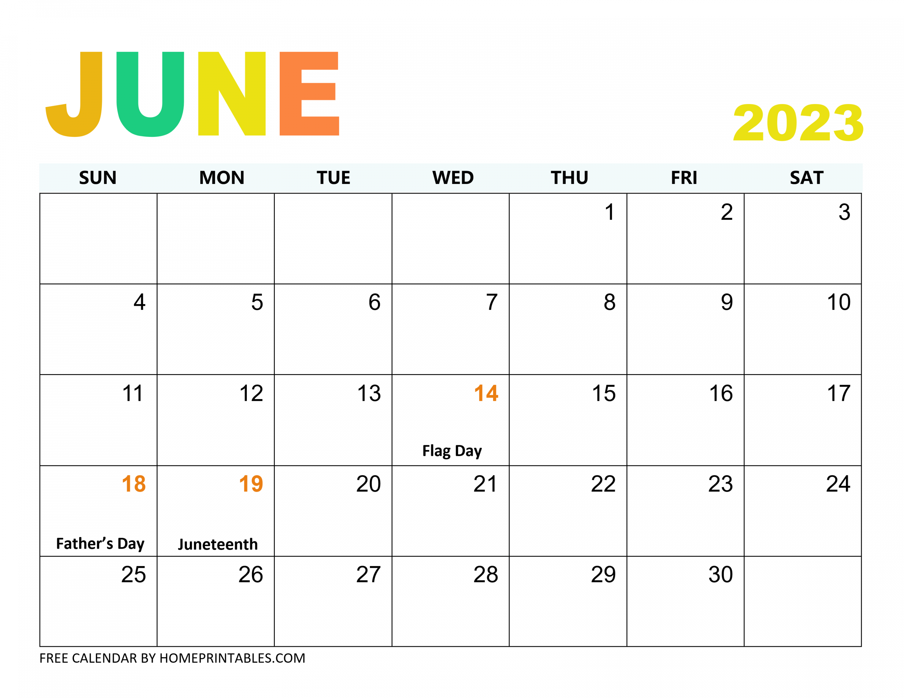 June  Calendar Templates - Free Download!