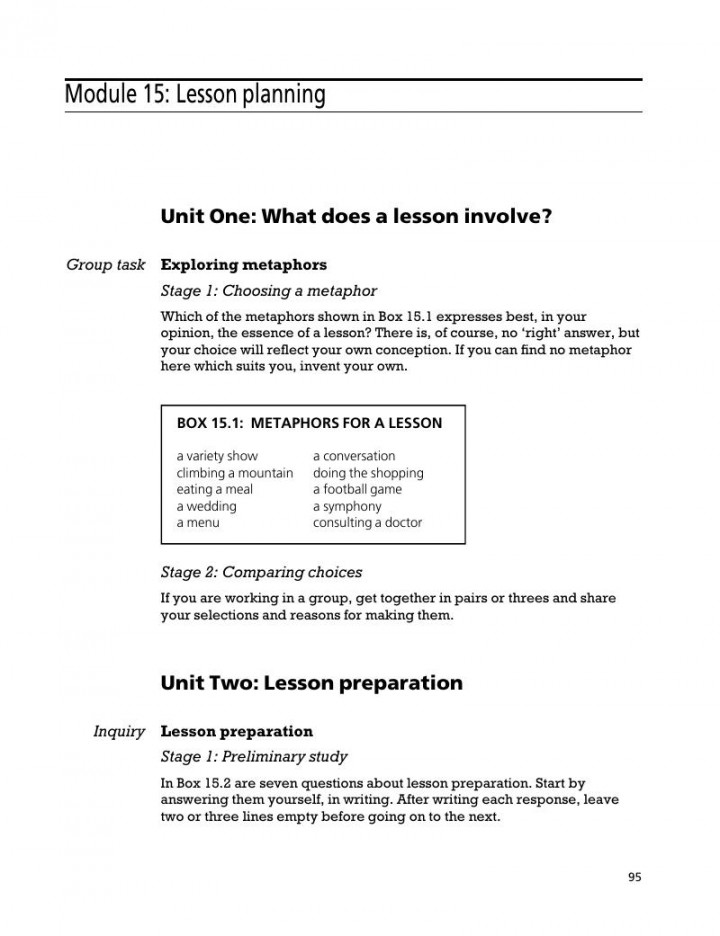 Lesson planning (Module ) - A Course in Language Teaching