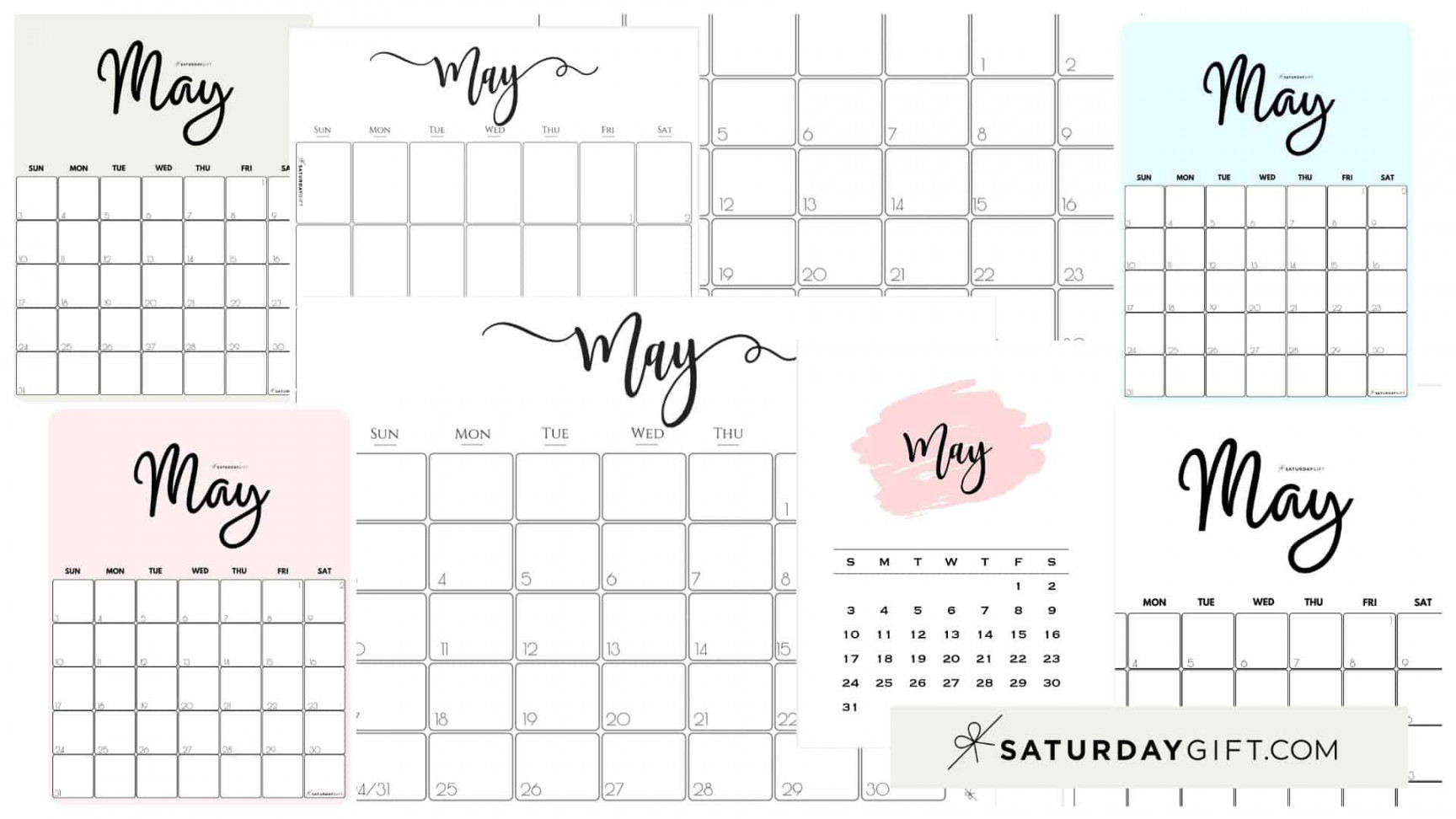 May  Calendar -  Cute & FREE Printables  SaturdayGift