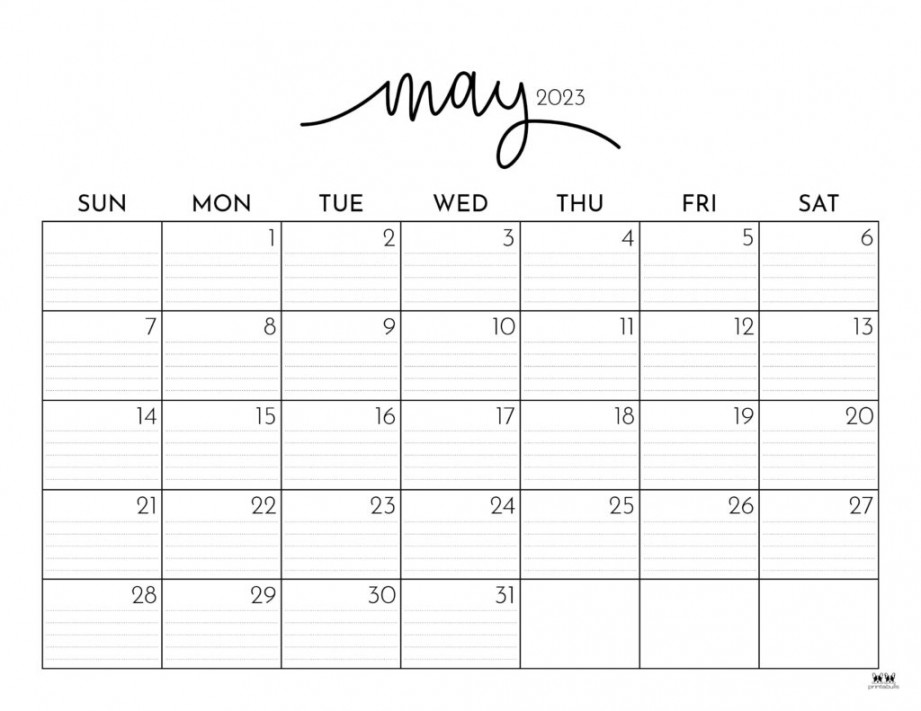 May  Calendars -  FREE Printables  Printabulls