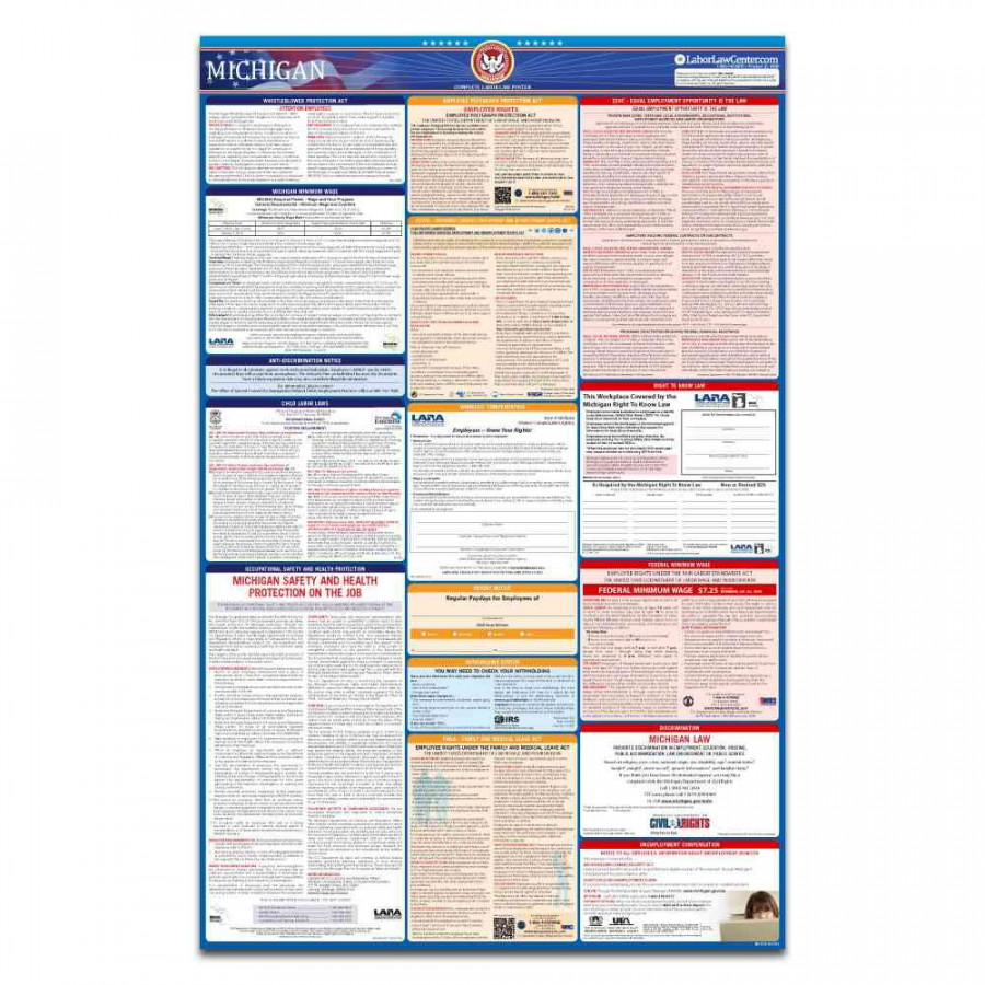 Michigan & Federal Labor Law Poster +  Replacement Service