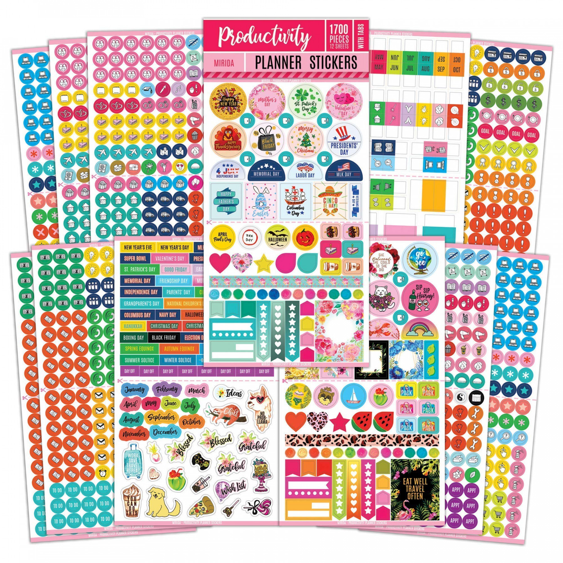Mirida Planner Stickers –  Productivity Mini Icons for Adults Calendar  – Work, Daily To Do, BudgSee more Mirida Planner Stickers –
