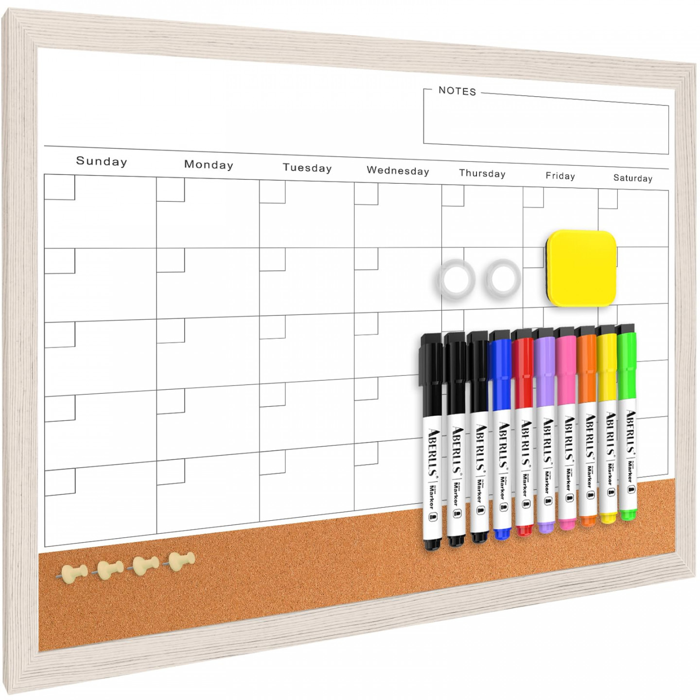 Monthly Whiteboard Calendar & Corkboard for Wall, Magnetic "x" Dry  Erase Board with White Wood FSee more Monthly Whiteboard Calendar &  Corkboard