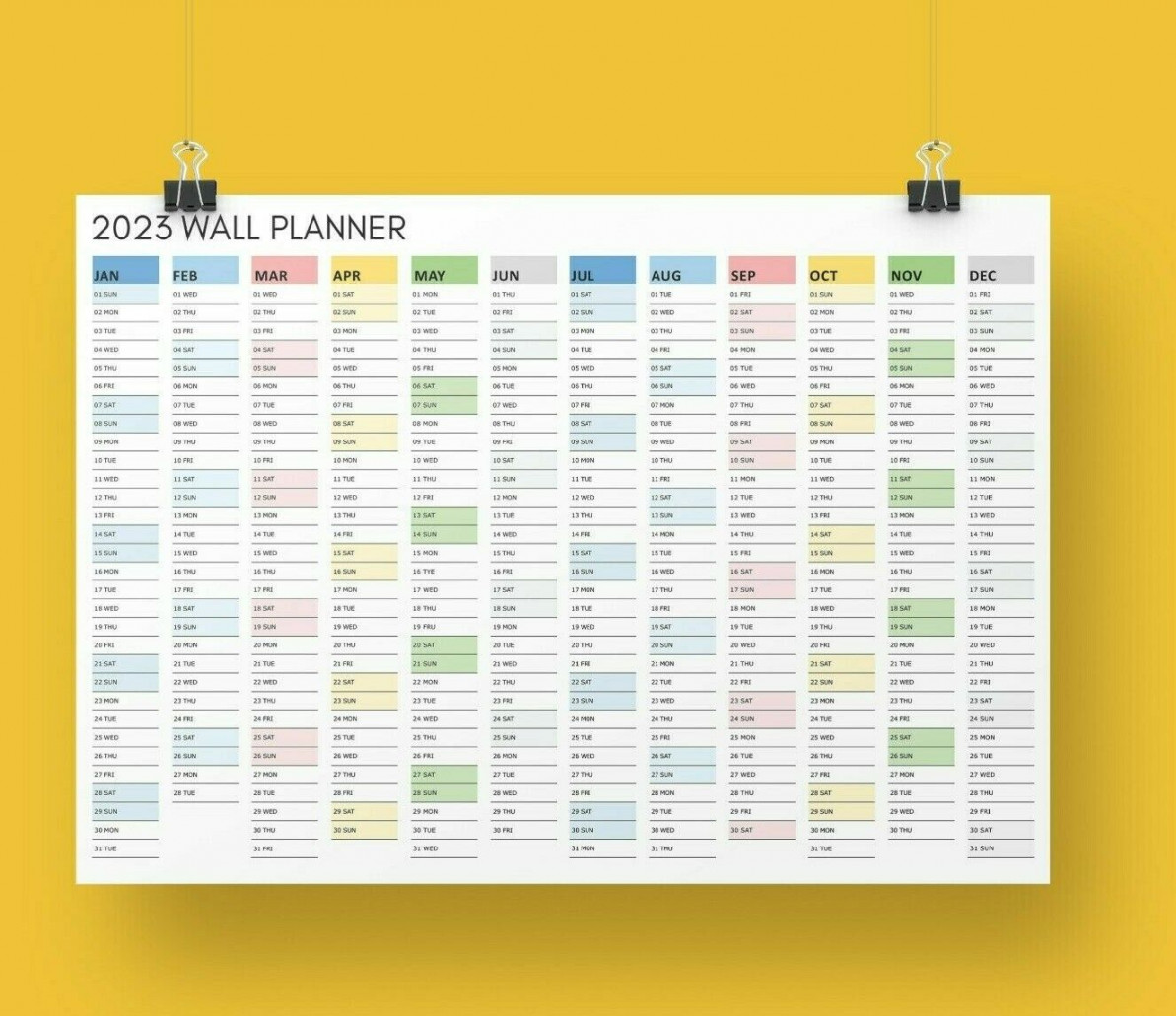 Multicoloured Wall Calendar Planner Large Poster print A, A and A  size