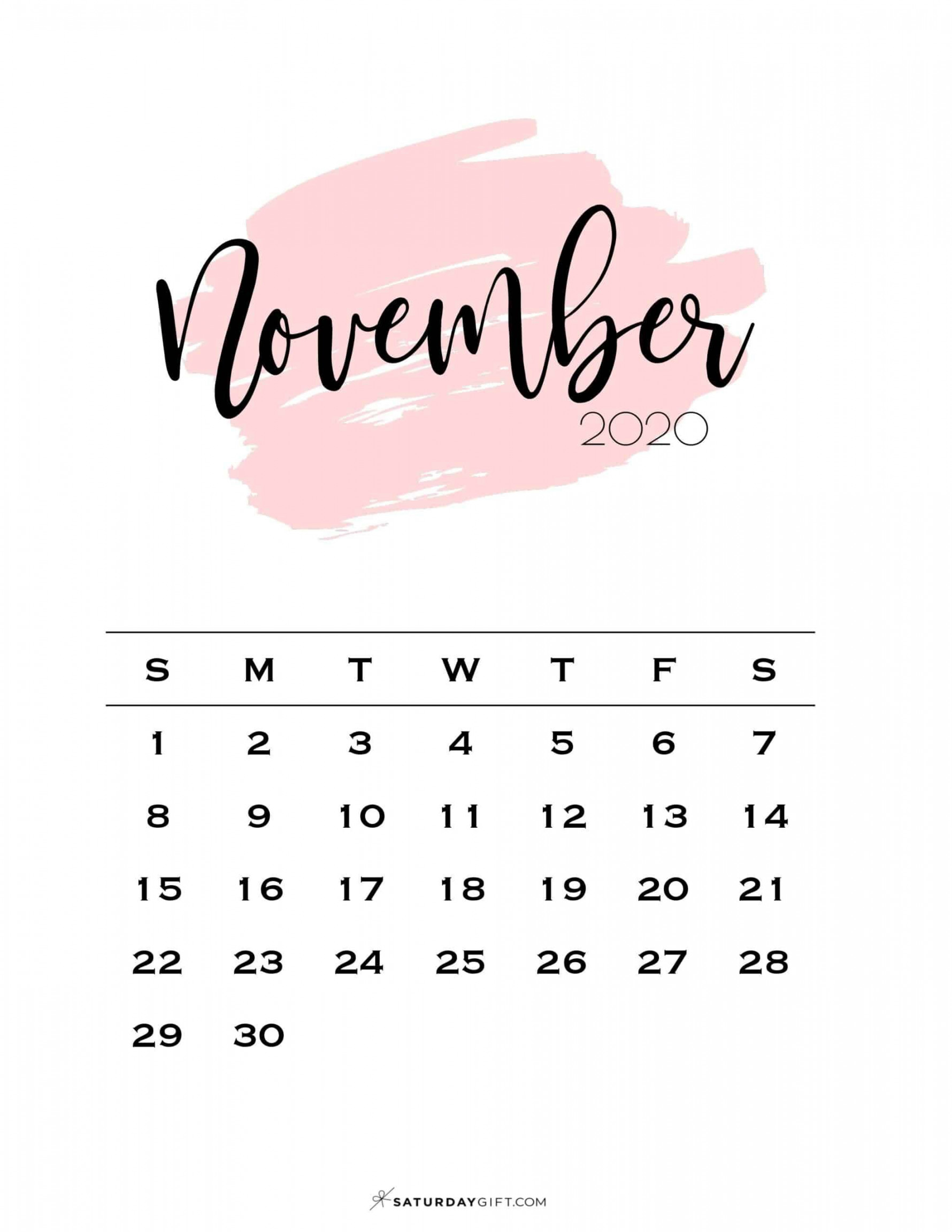 November  Calendar -  Cute & FREE Printables  SaturdayGift