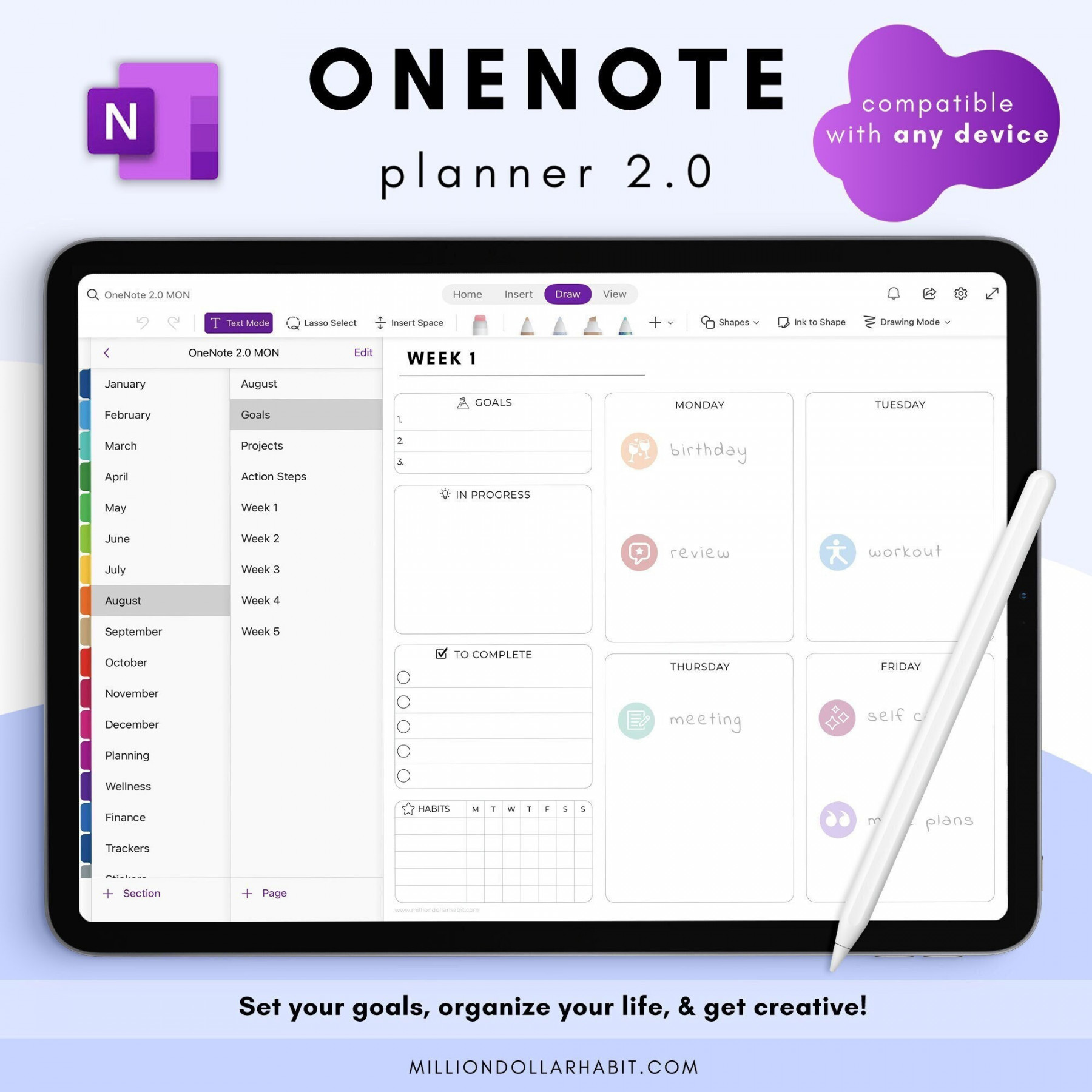 Onenote Digital Planner Undated Onenote Planner Android - Etsy Israel