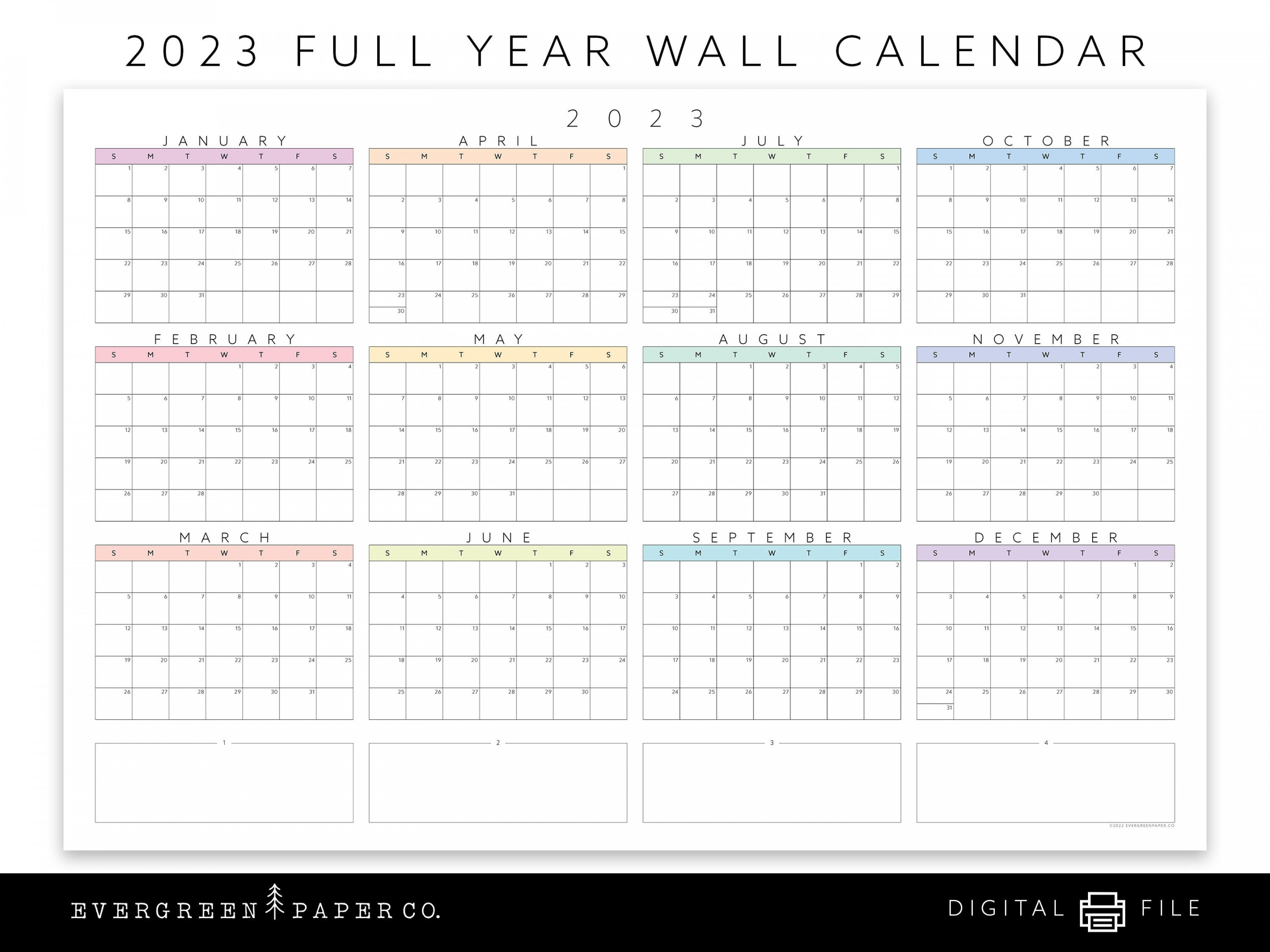PRINTABLE  Large Year at a Glance Wall Calendar Poster - Etsy