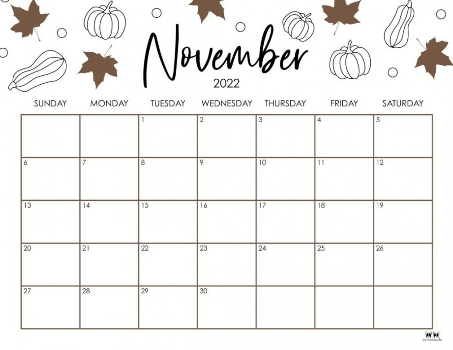 Printable November  Calendar-Style   Calendar printables