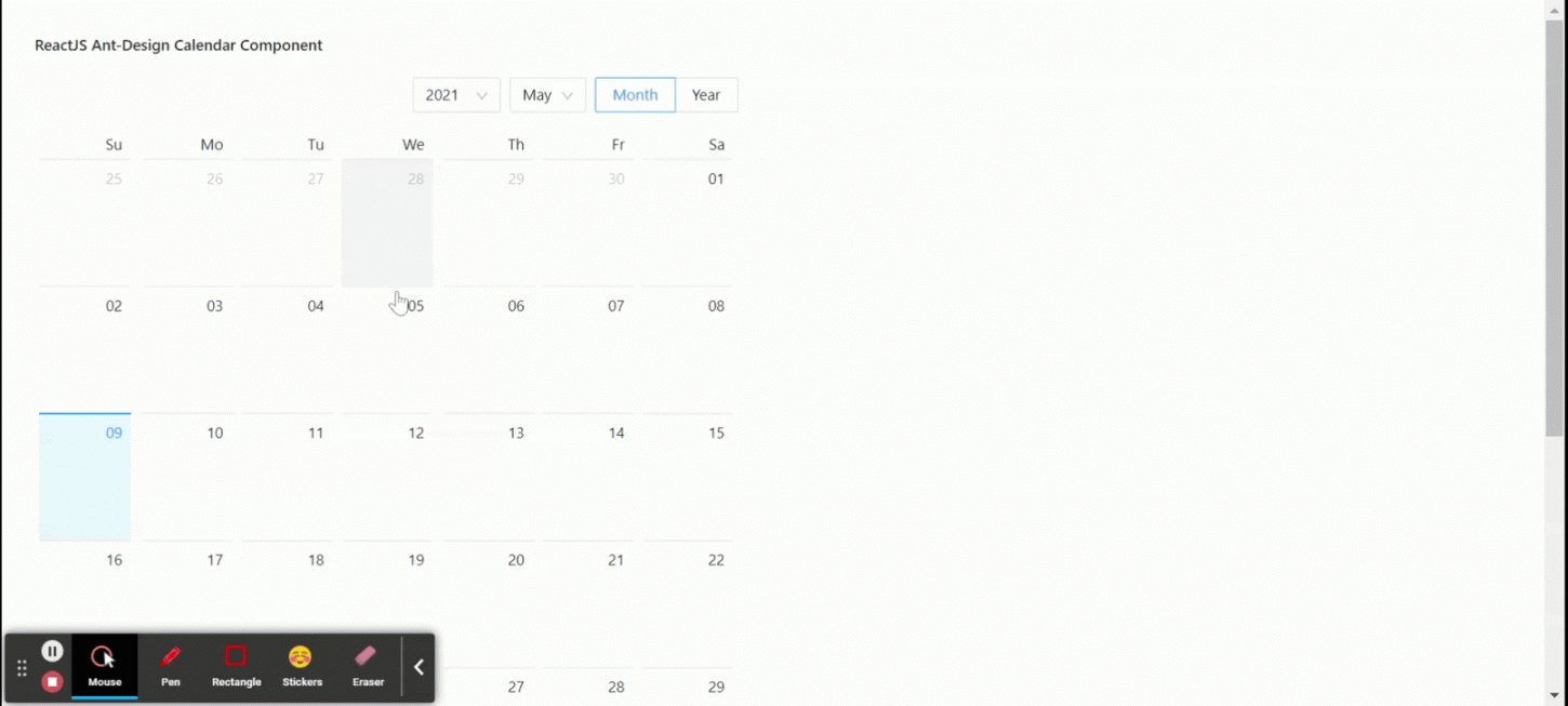 ReactJS UI Ant Design Calendar Component - GeeksforGeeks