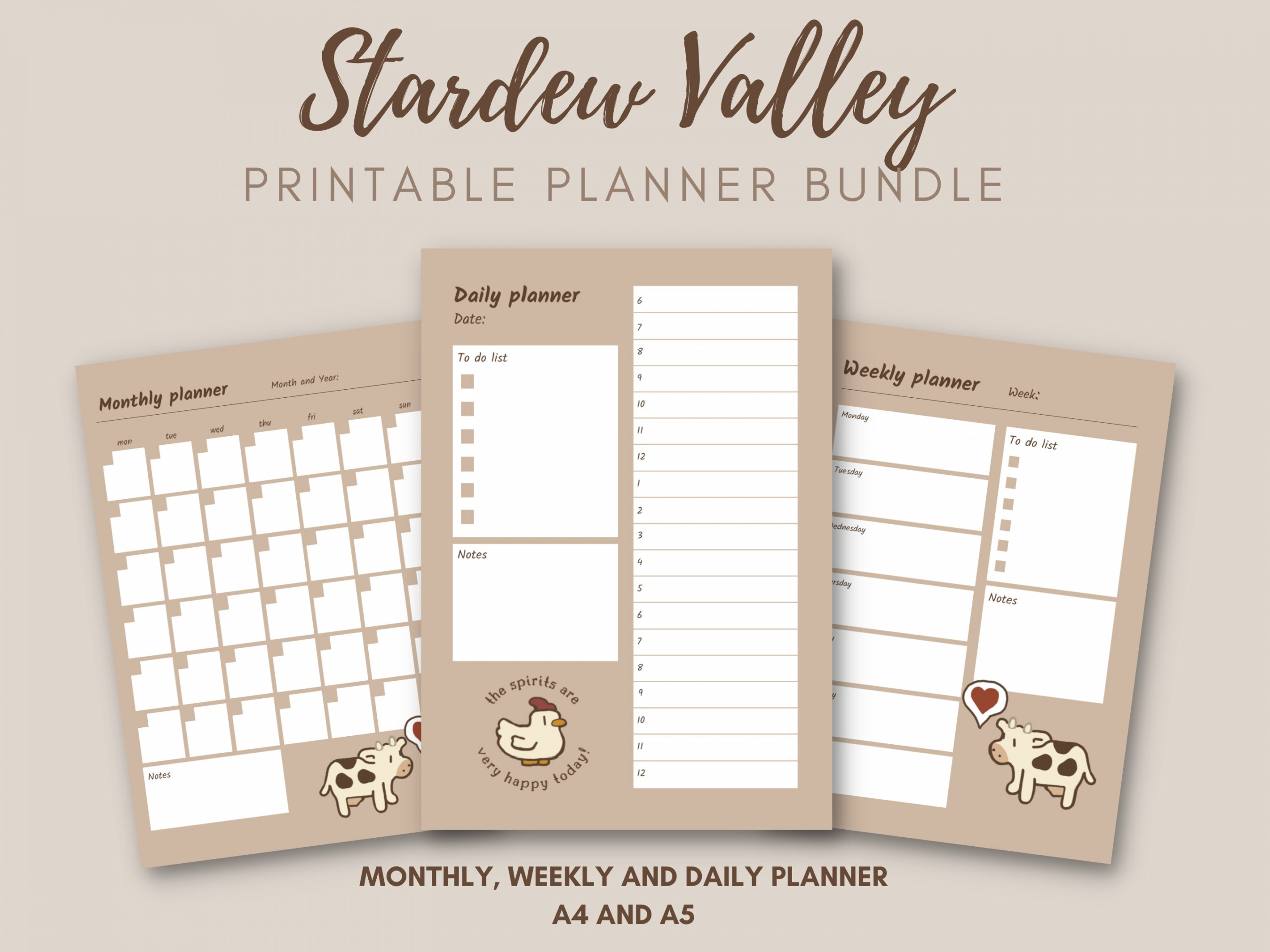 Stardew Valley Themed Printable Planner Bundle Daily Weekly - Etsy