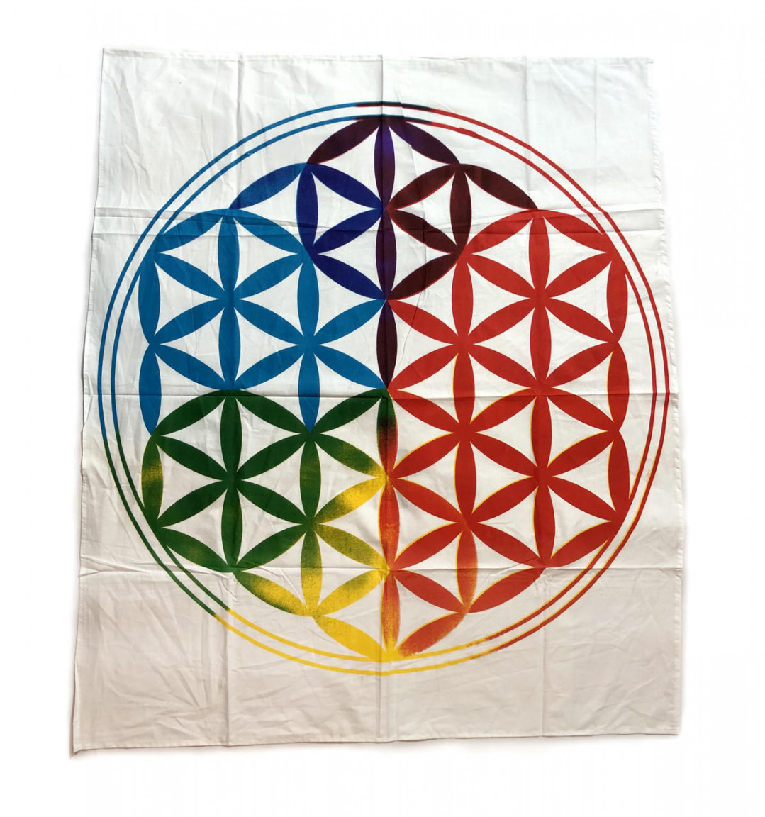 Vrinda Altar Cloth Flower of Life,  chakra colors approx