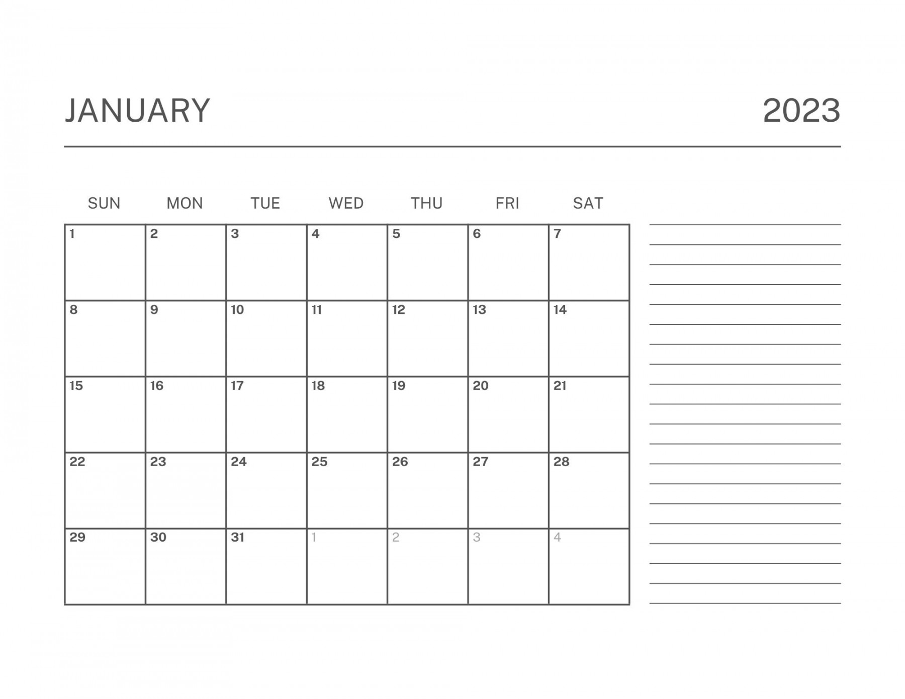 Wall Calendar with Notes