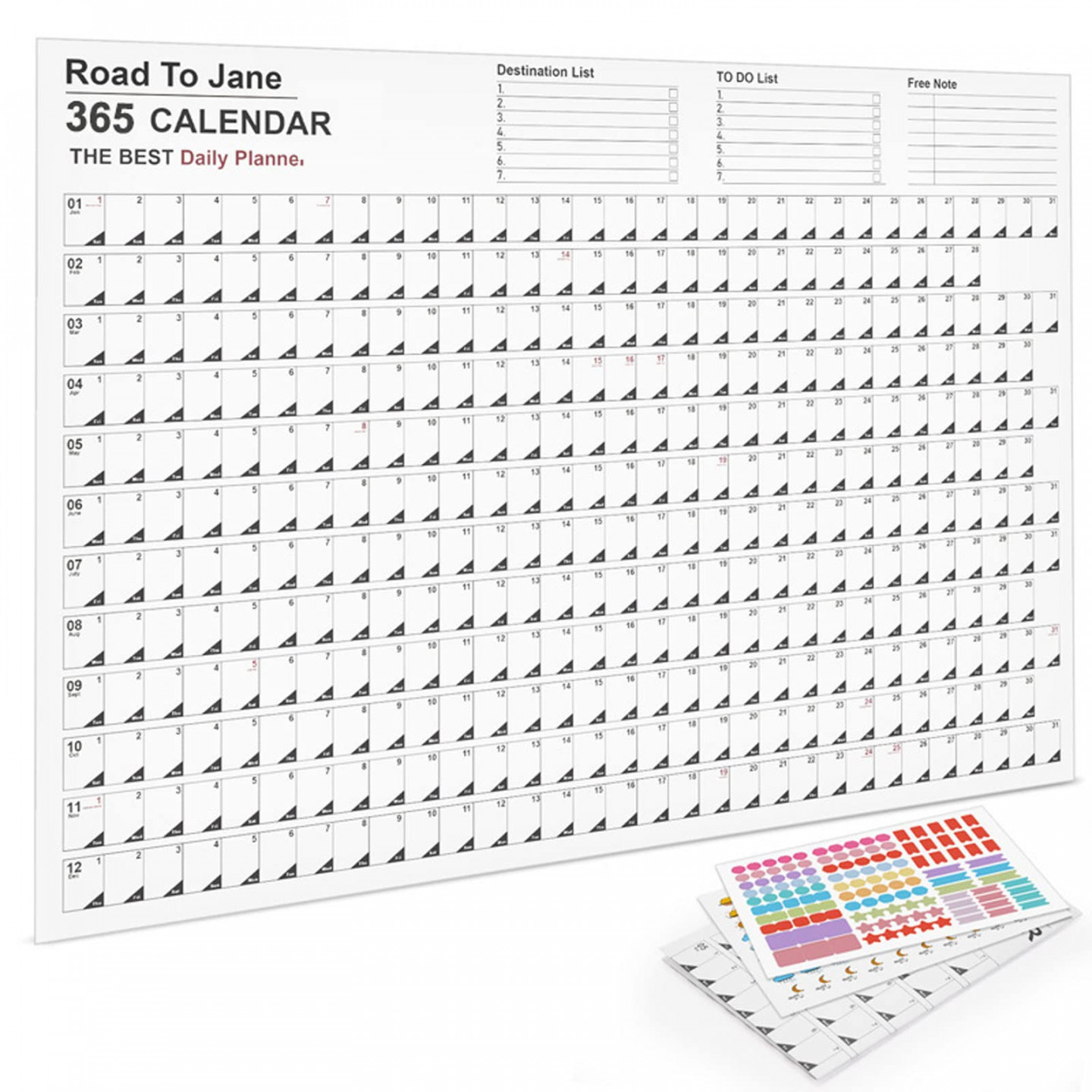 Wall Calendars,  Day Poster Calendar,  Yearly Planner Schedule  Calendar for Home, Office, School Projects