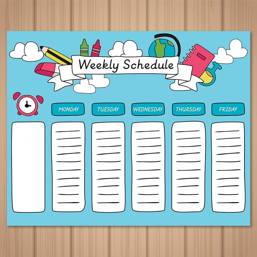 Weekly Schedule Poster – Time Slots – Large  x  – Laminated – Eraseable  – for Kids – Classroom Decor – School Planner – Activity – to-Do List –